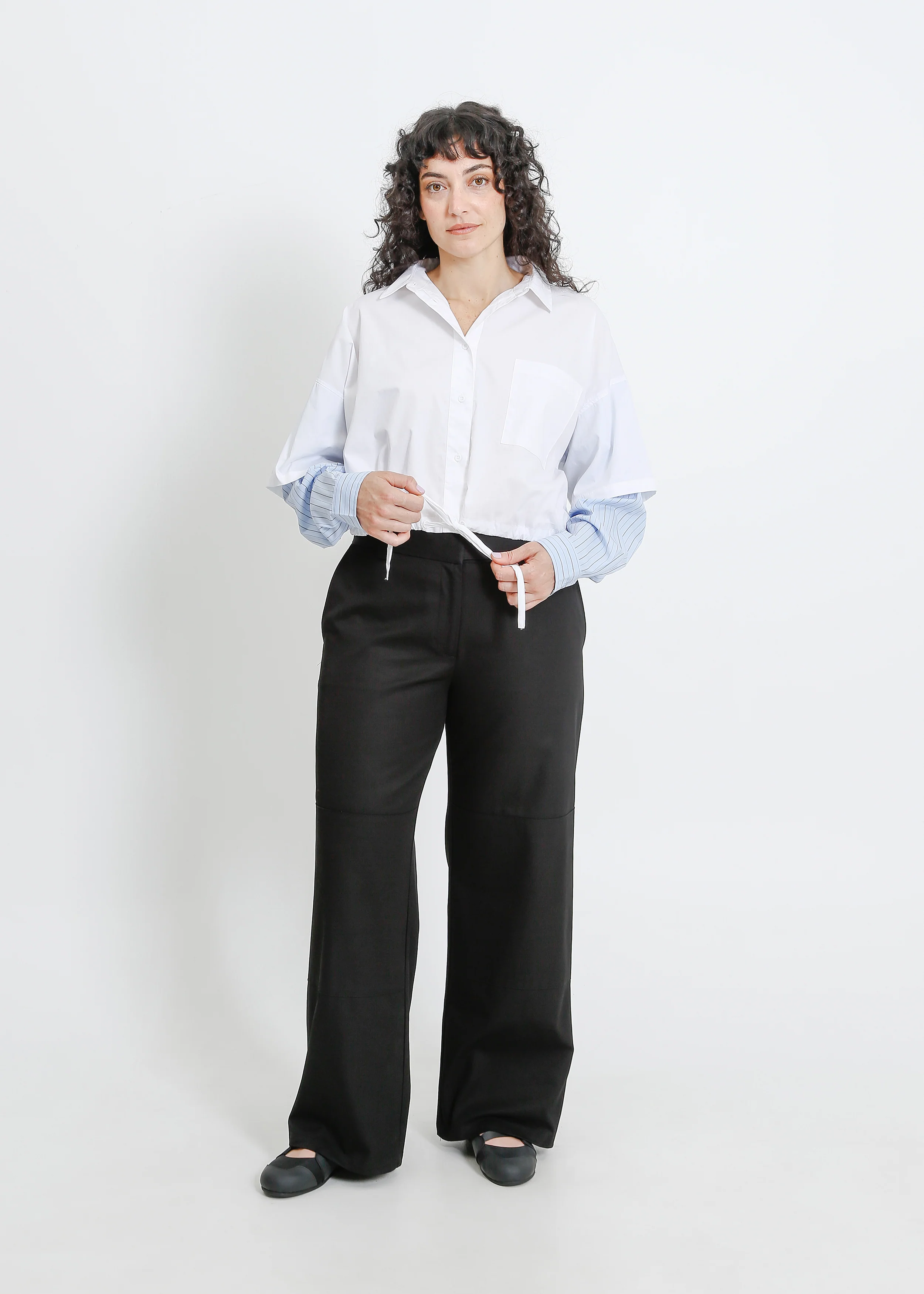 Adlina Shirt / White-Blue-Beige - Image 11