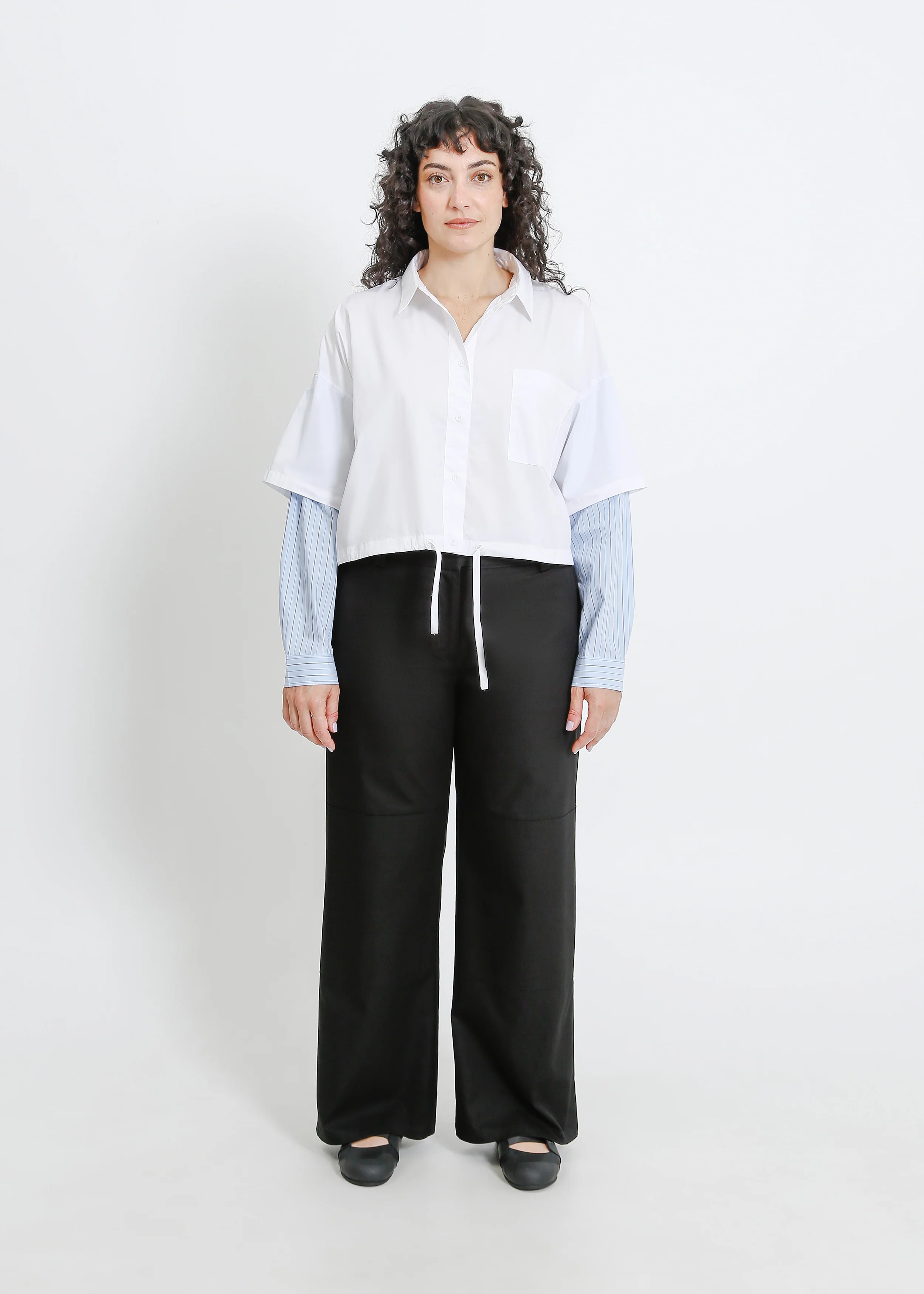 Adlina Shirt / White-Blue-Beige - Image 12
