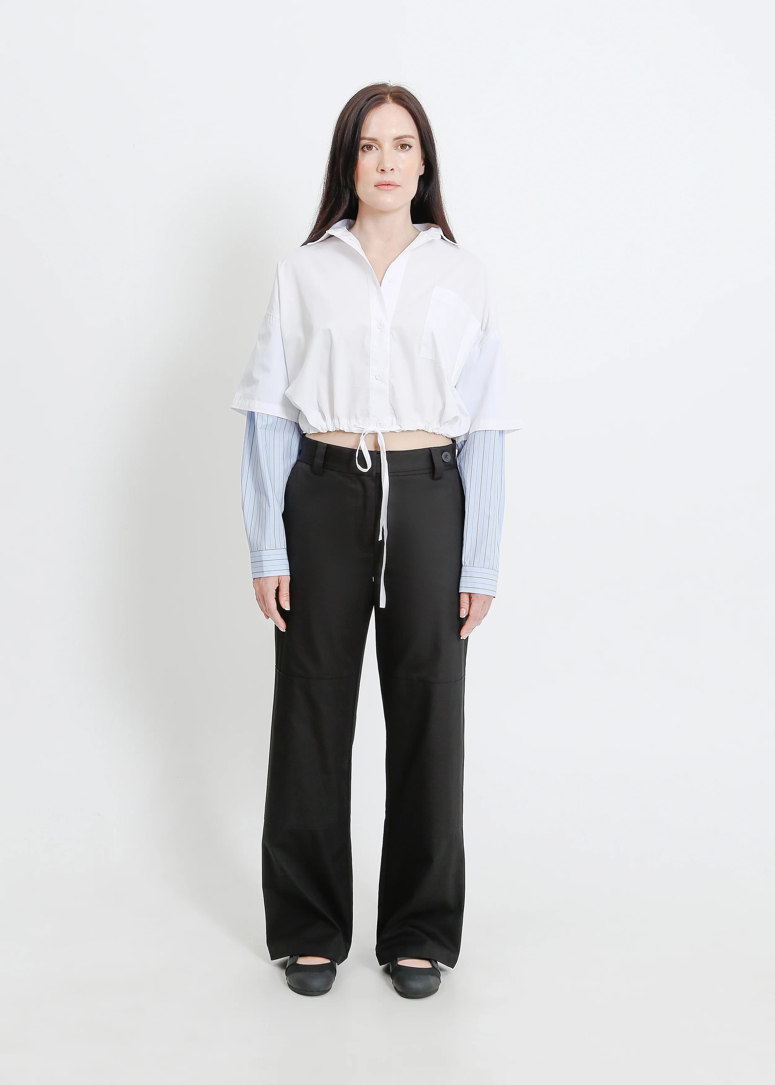 Adlina Shirt / White-Blue-Beige - Image 5