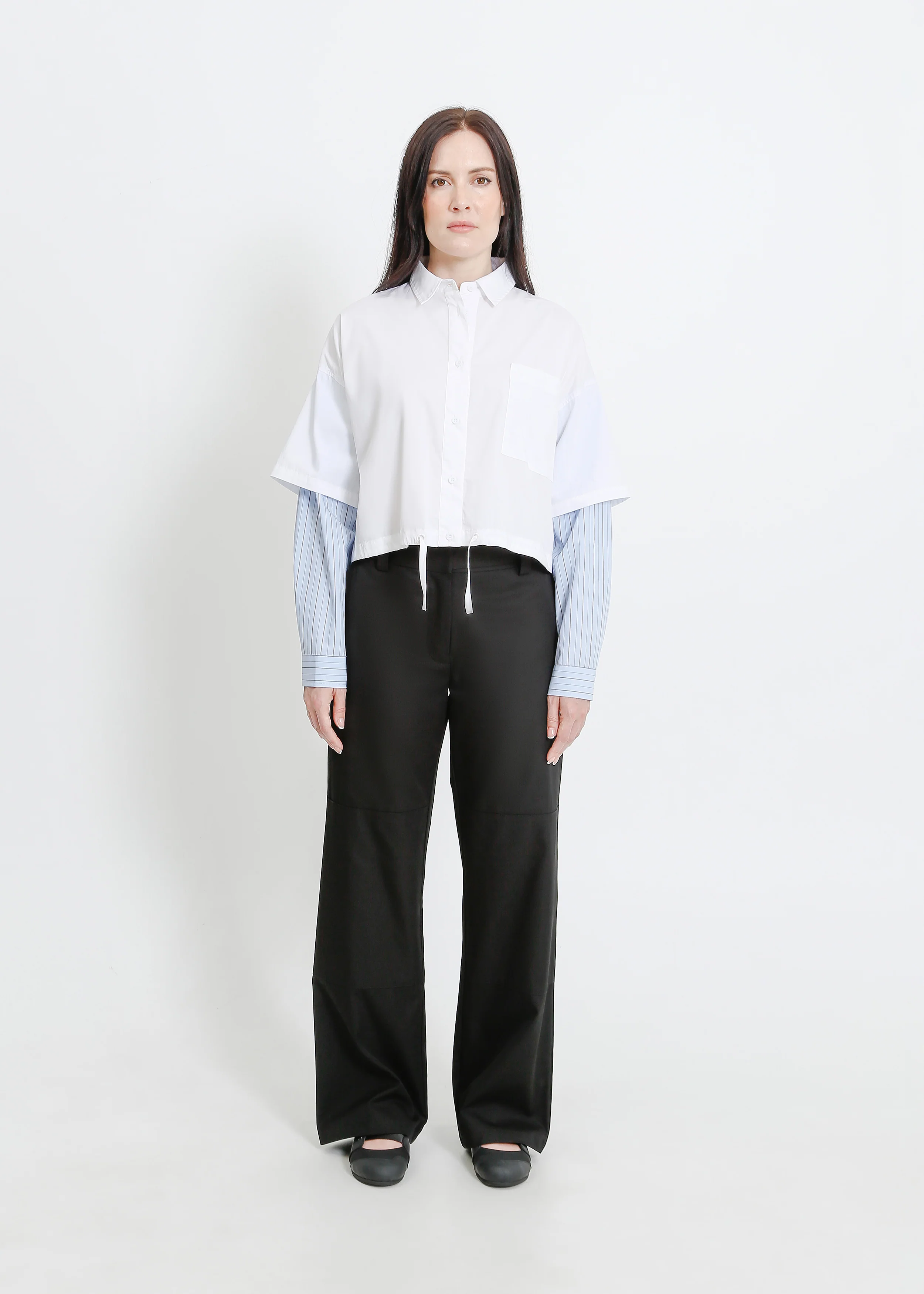 Adlina Shirt / White-Blue-Beige - Image 6