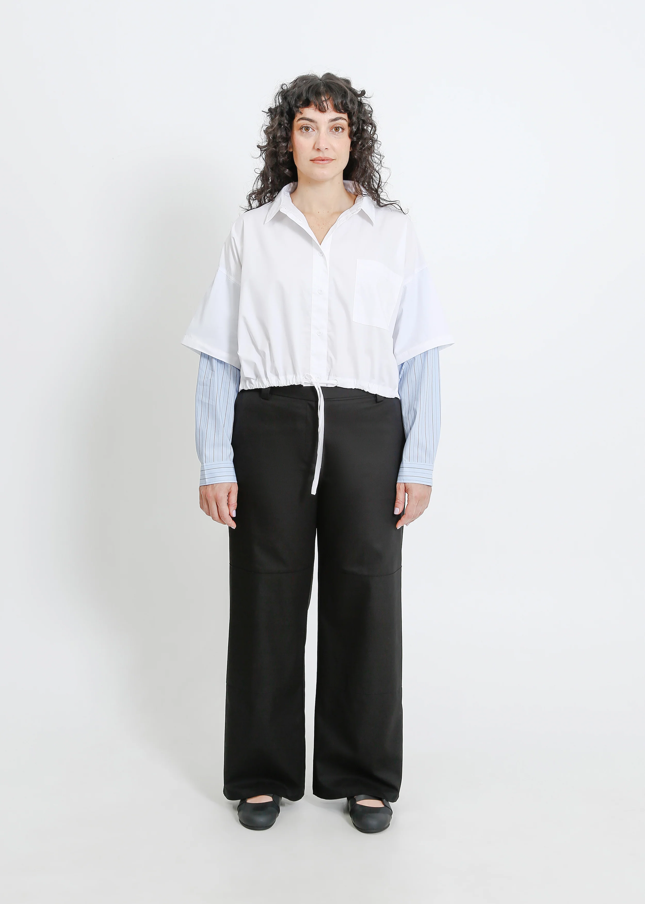 Adlina Shirt / White-Blue-Beige - Image 7