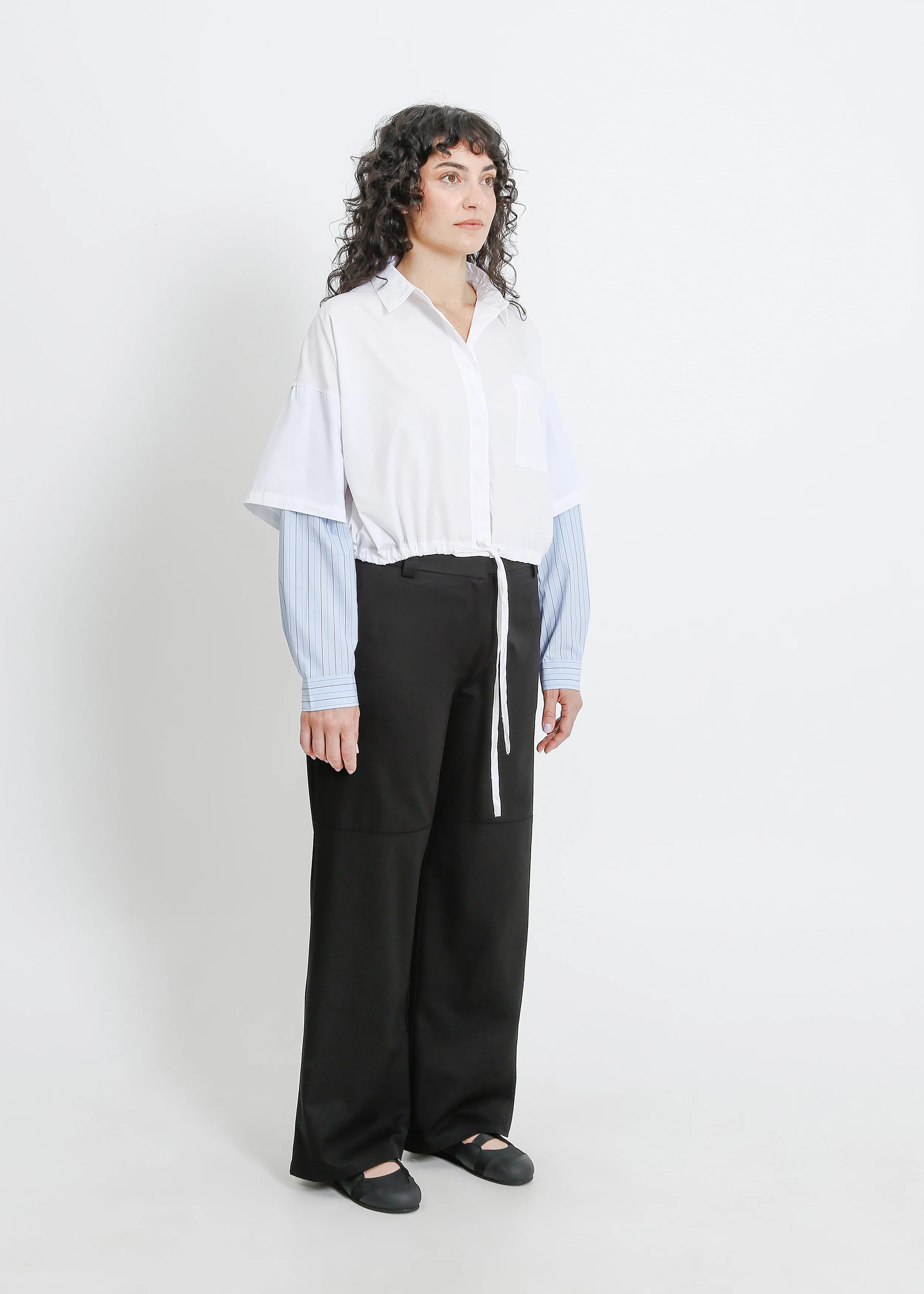 Adlina Shirt / White-Blue-Beige - Image 8
