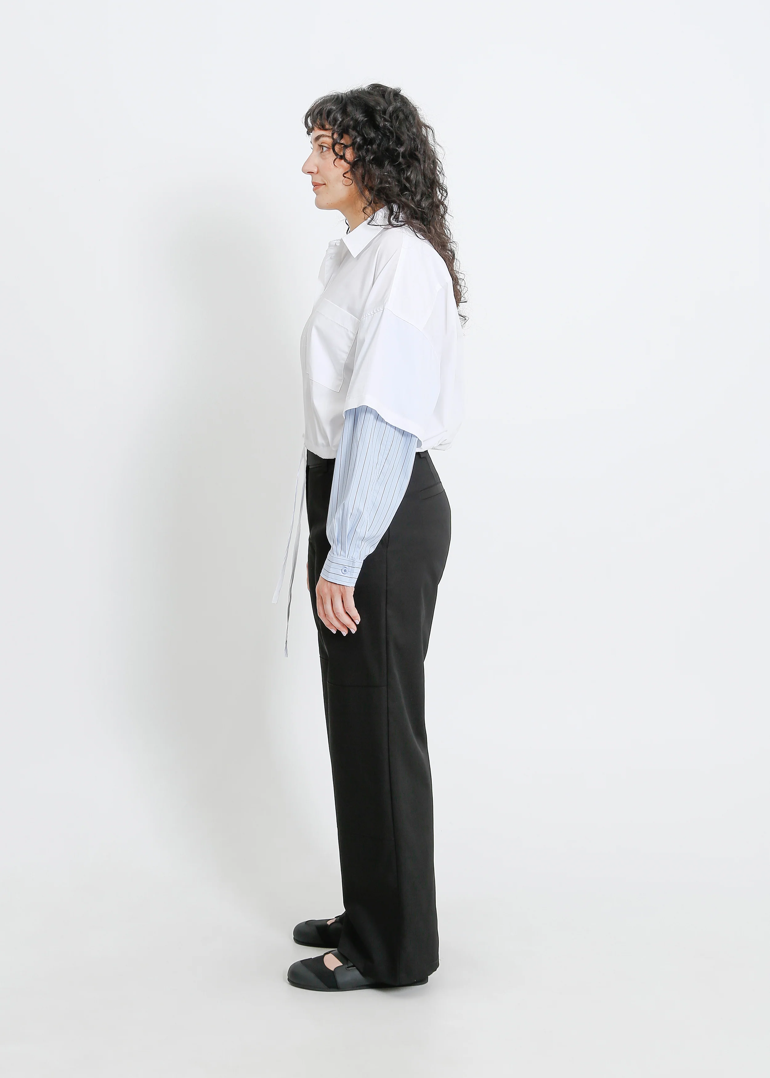 Adlina Shirt / White-Blue-Beige - Image 9