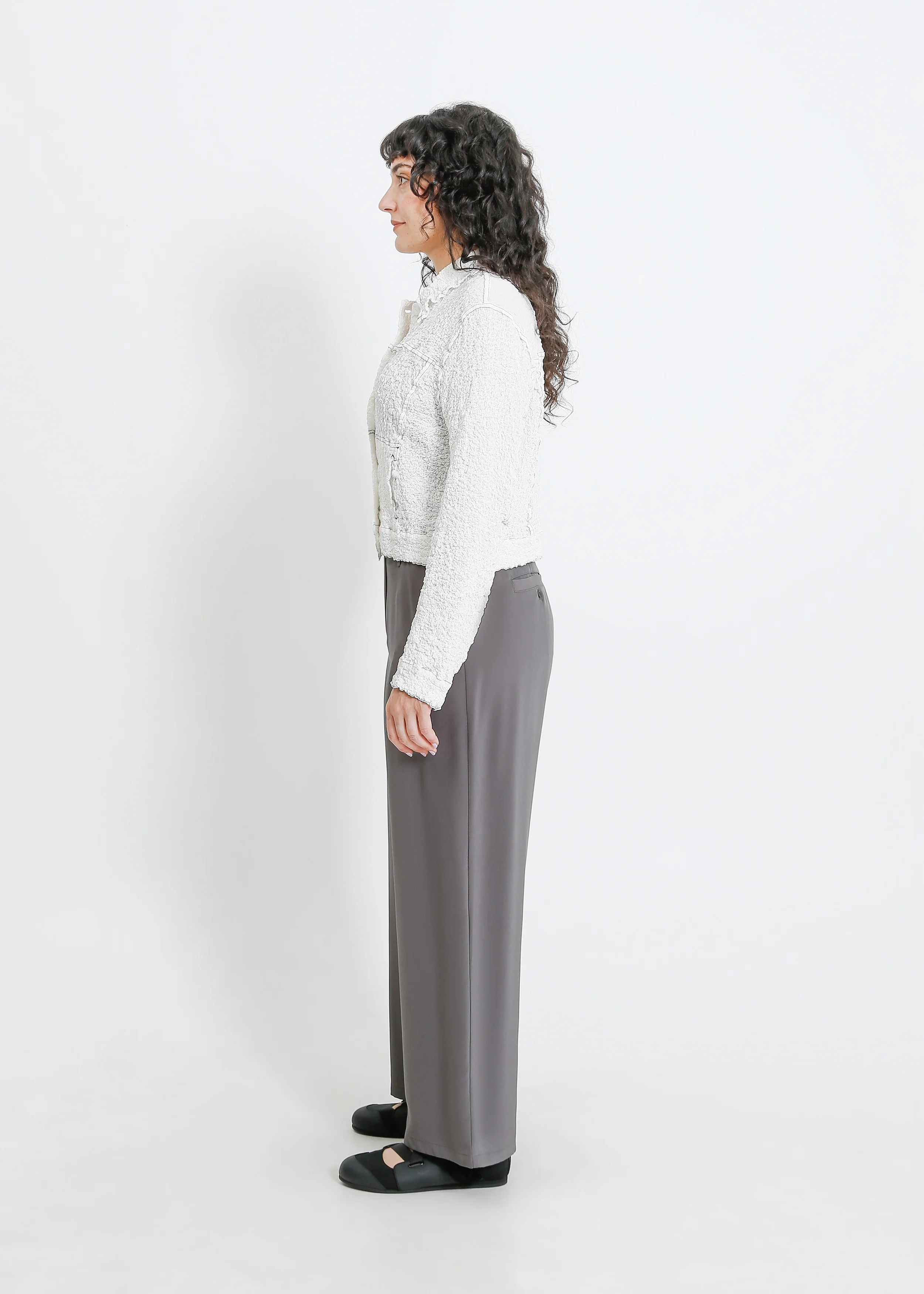 Bryn Pleat Jacket / White - Image 3