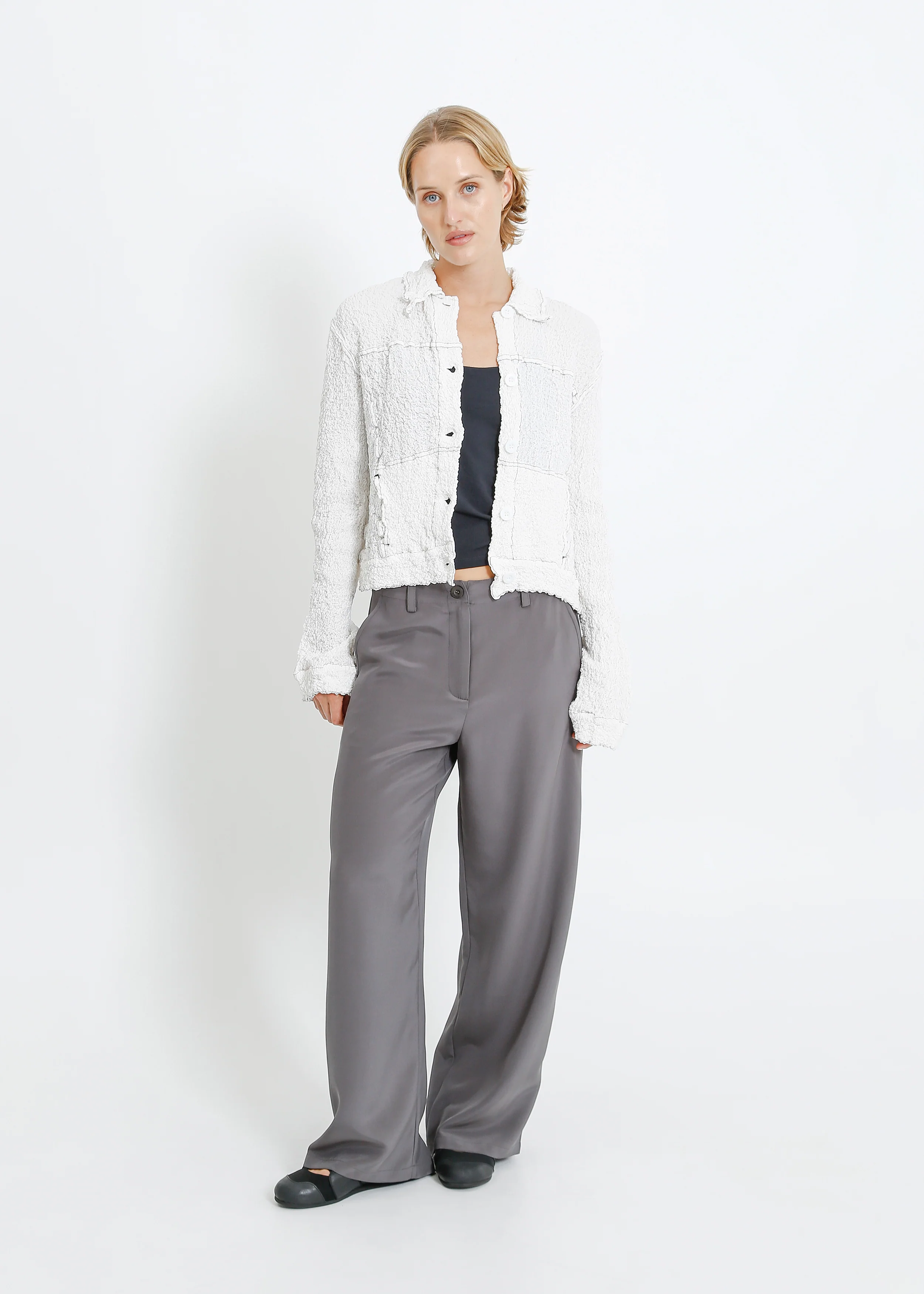 Bryn Pleat Jacket / White - Image 6