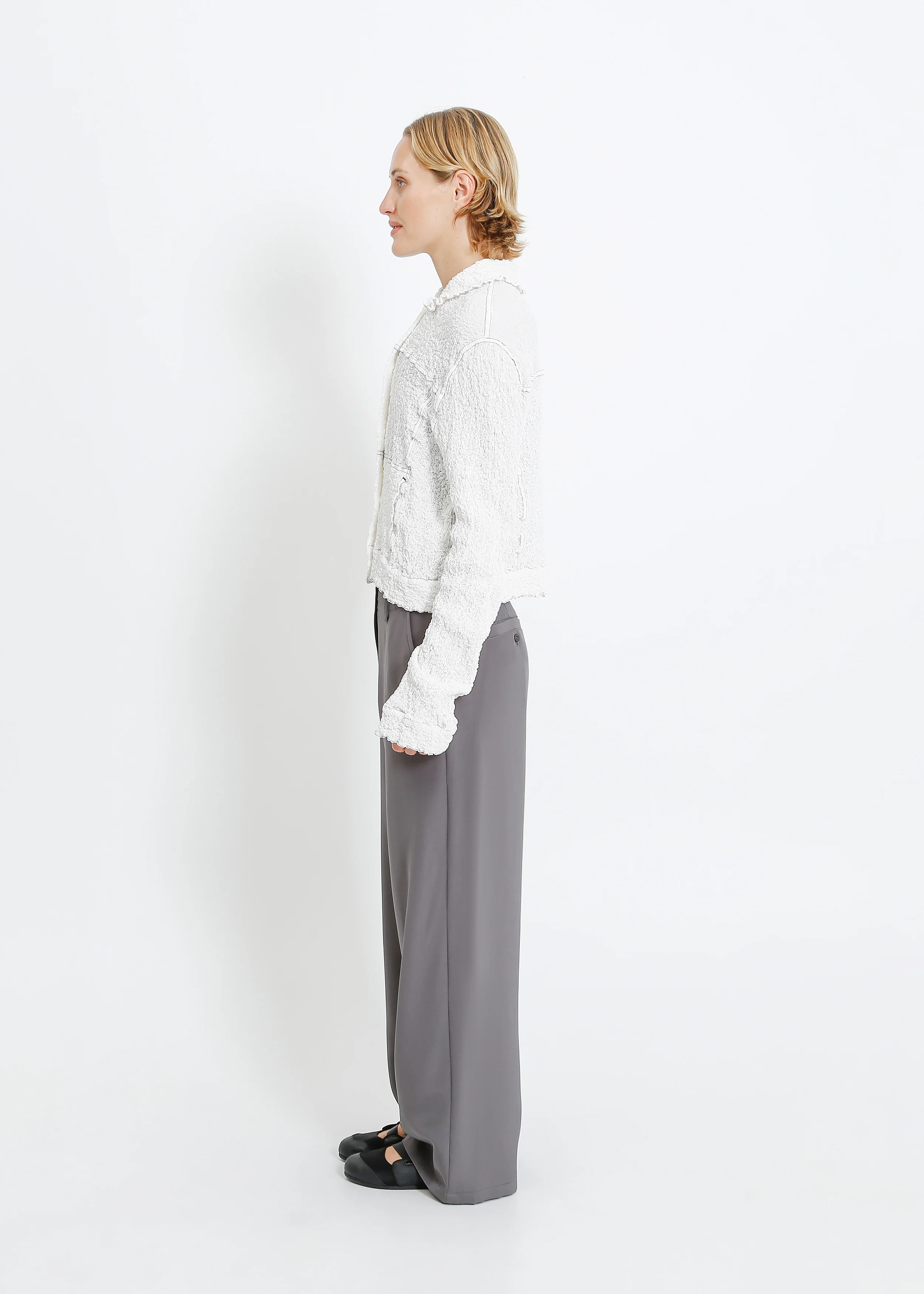Bryn Pleat Jacket / White - Image 8