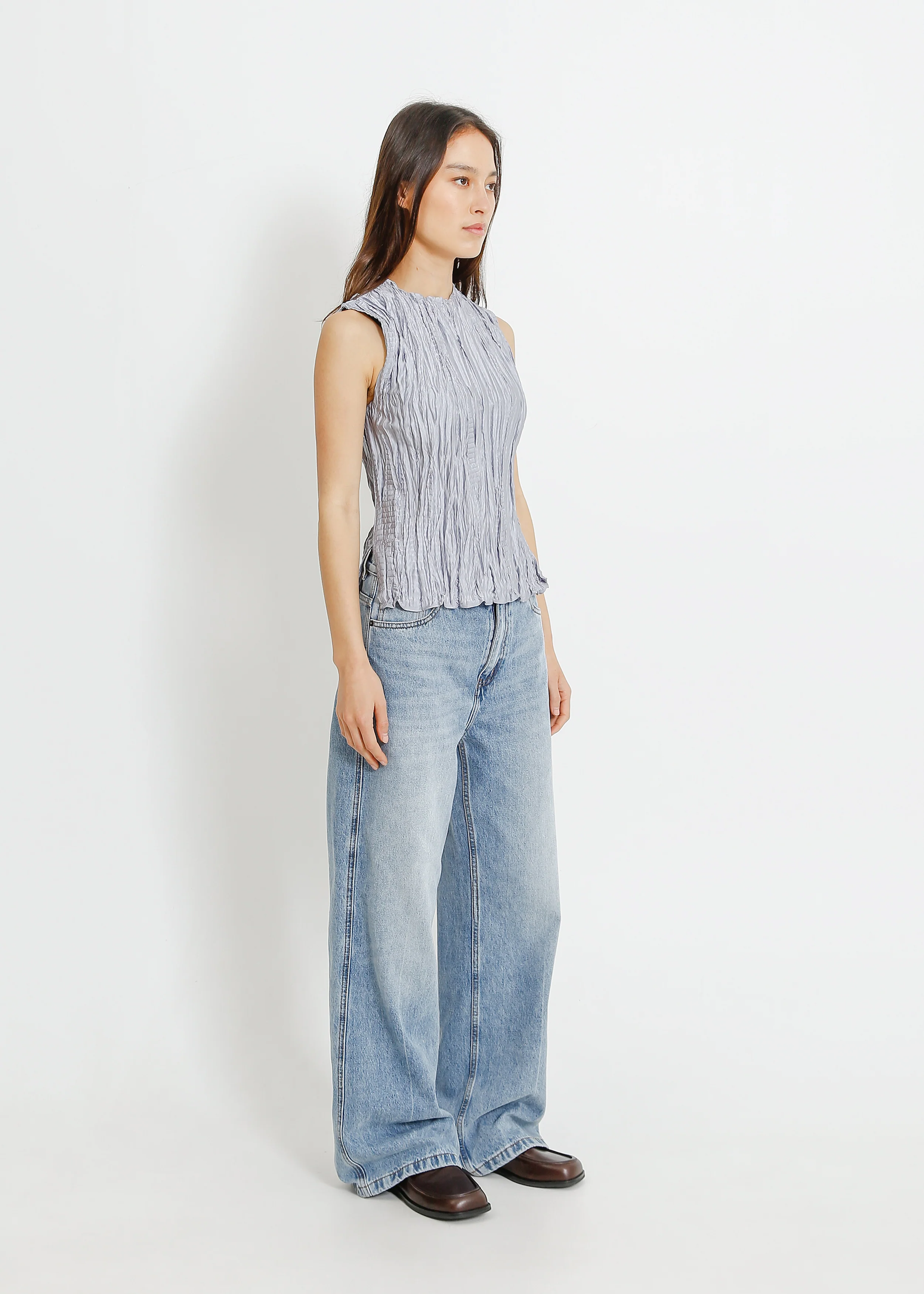 Clover Pleat Top / Silver - Image 2