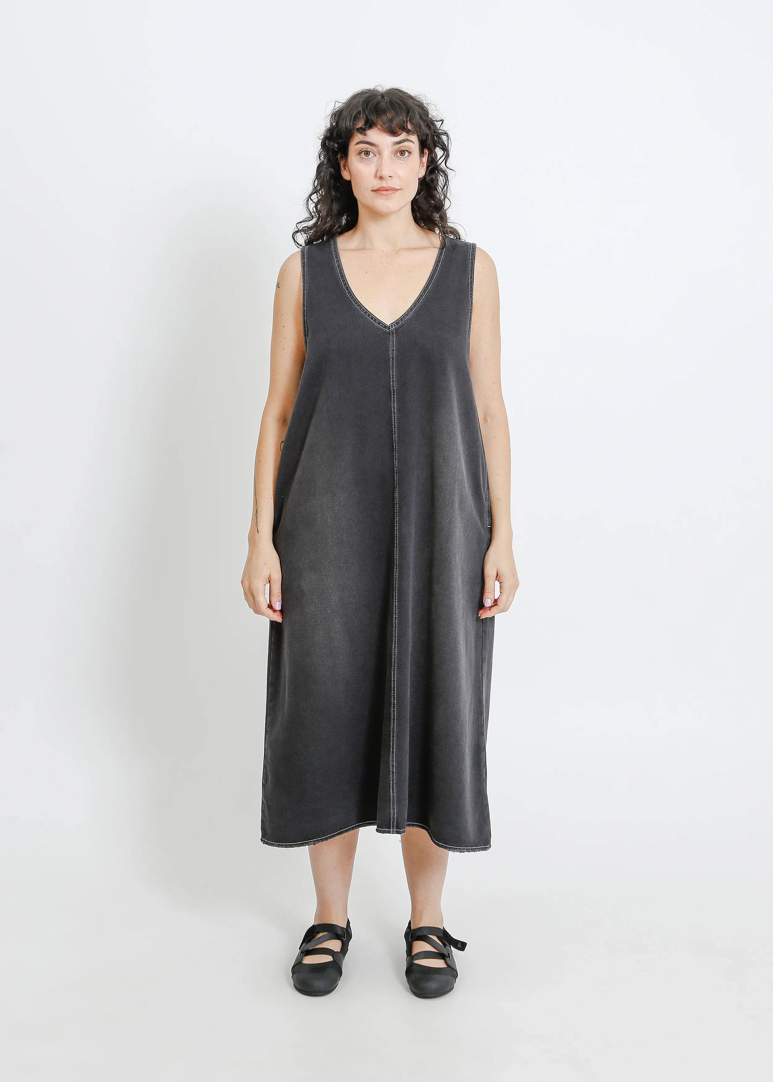 Elena Denim Pinafore / Washed Black - Image 6