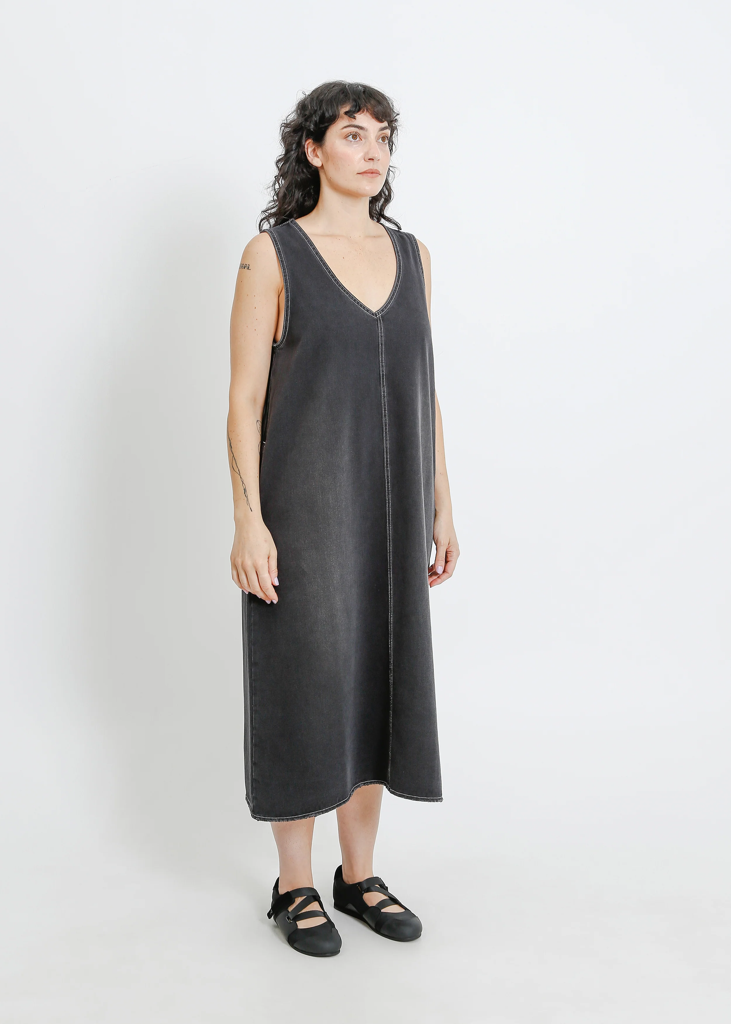 Elena Denim Pinafore / Washed Black - Image 7