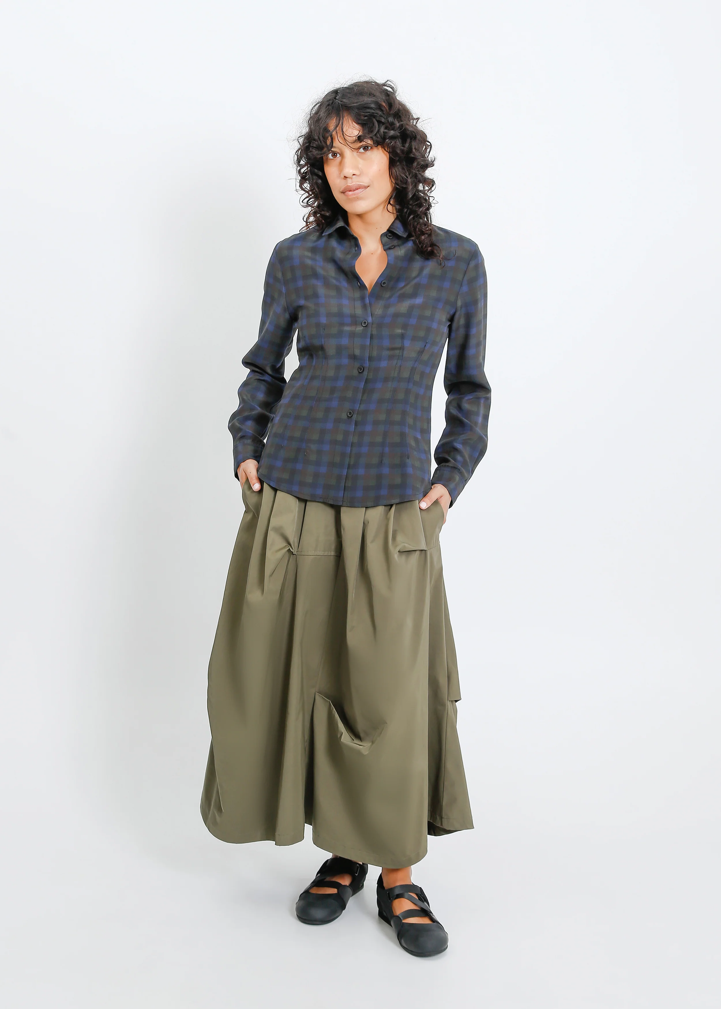 Haniya Shirt / Indigo Wine Check - Image 5