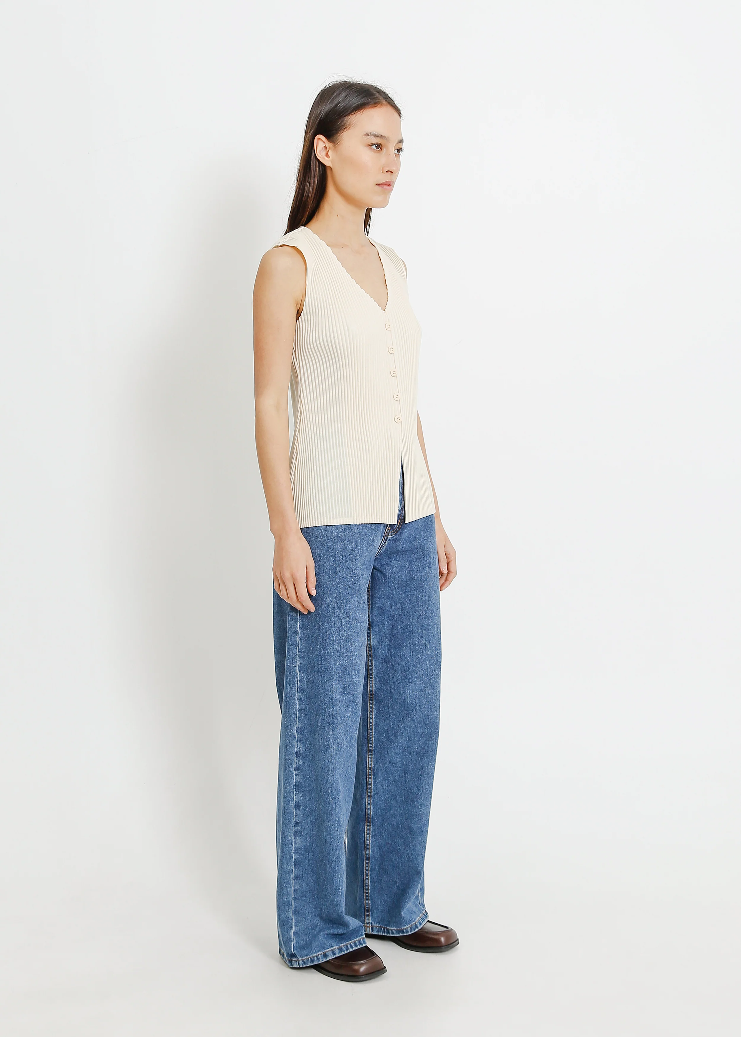 Leonie Pleat Vest / Cream - Image 2