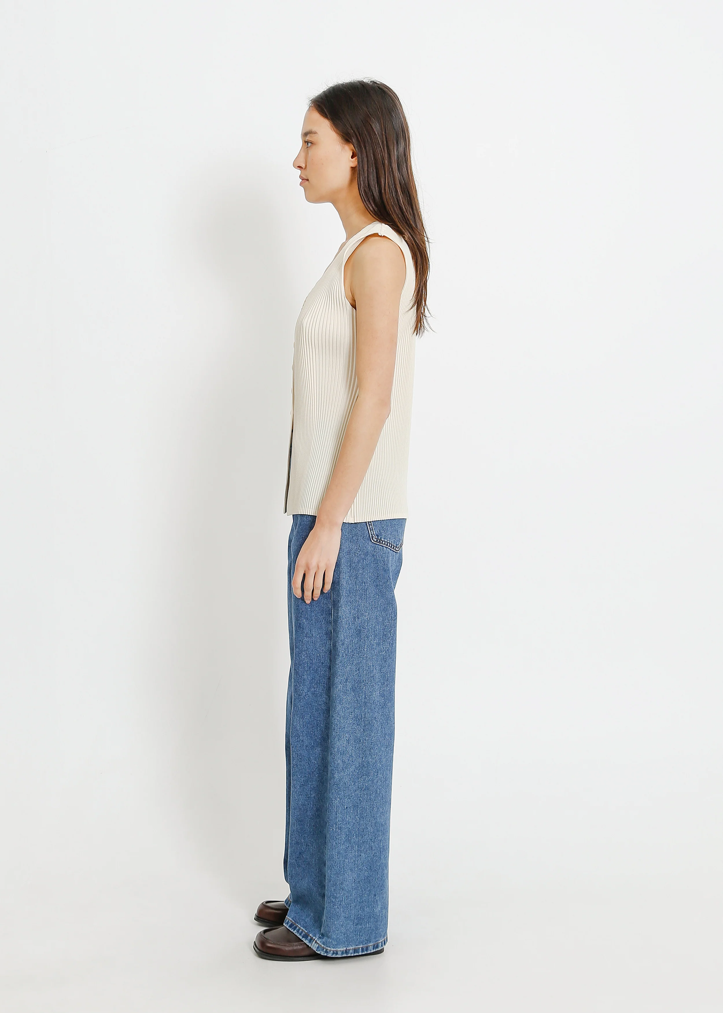 Leonie Pleat Vest / Cream - Image 3