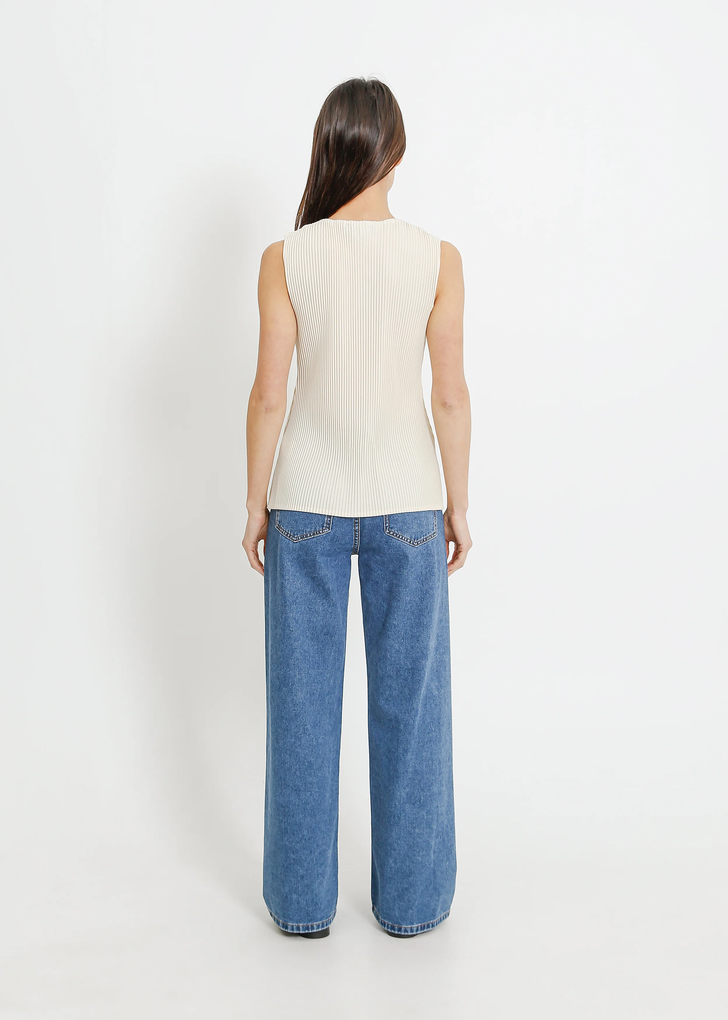 Leonie Pleat Vest / Cream - Image 4