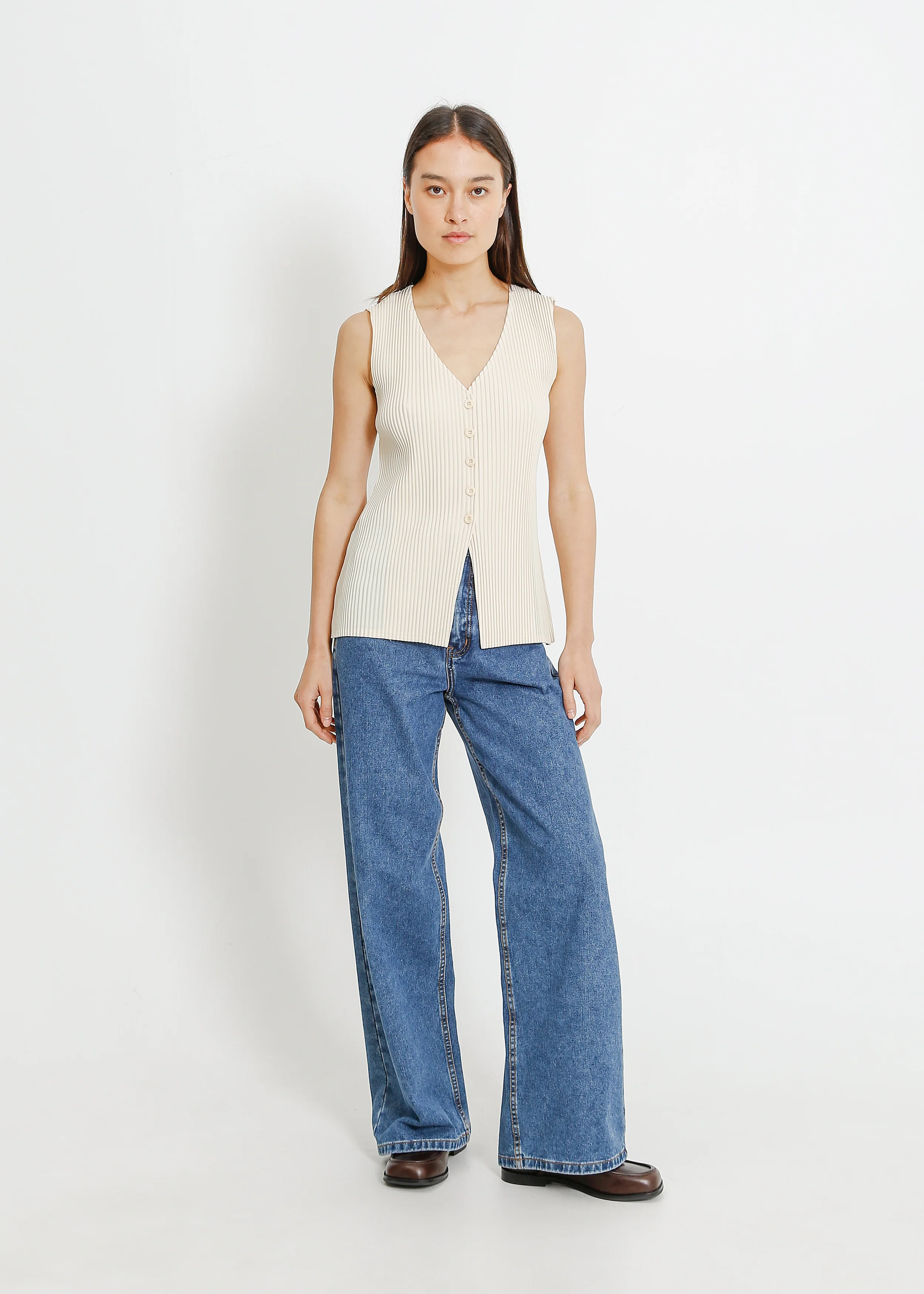 Leonie Pleat Vest / Cream - Image 5