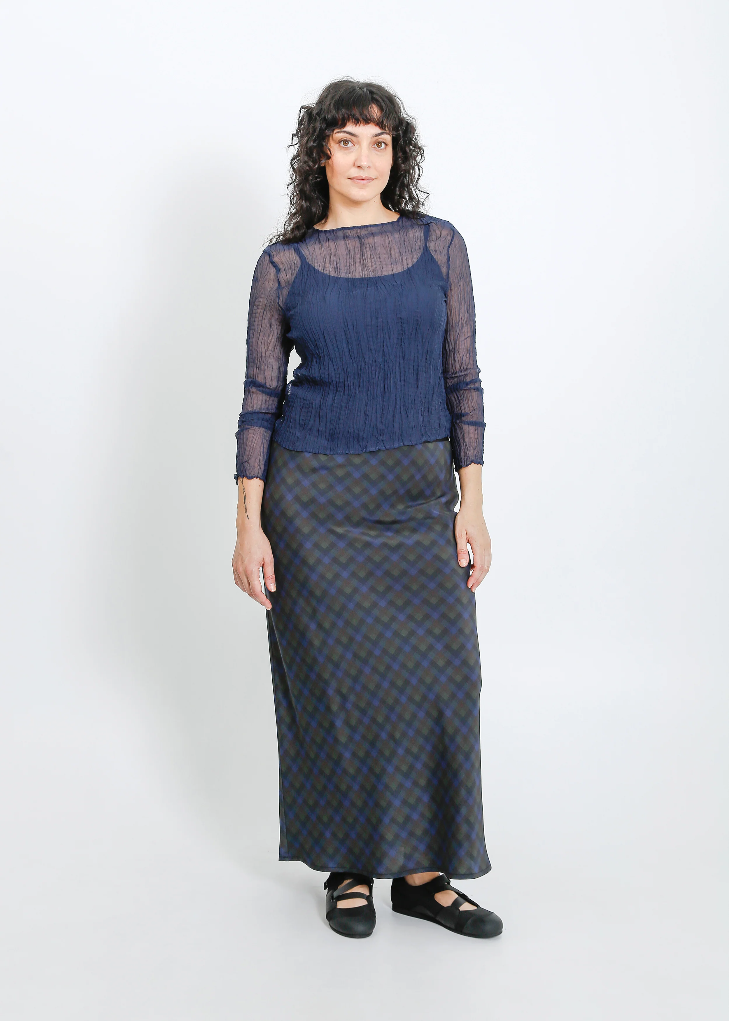 Lorine Skirt / Indigo Wine Check - Image 10