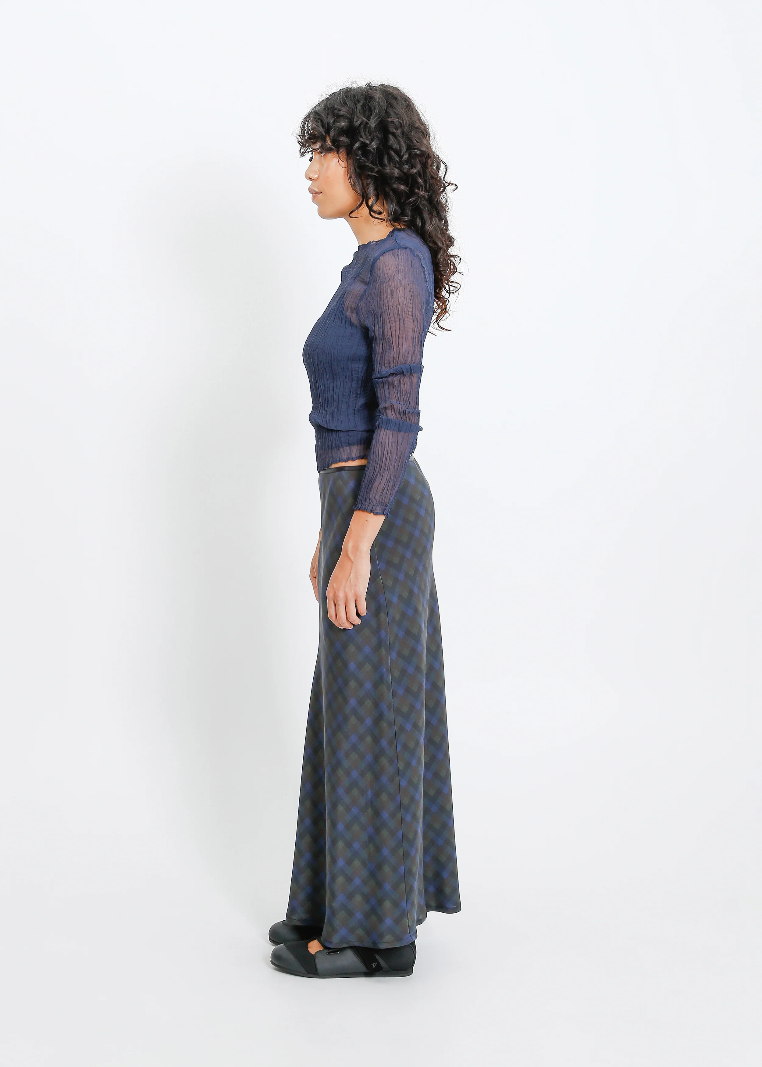 Lorine Skirt / Indigo Wine Check - Image 3