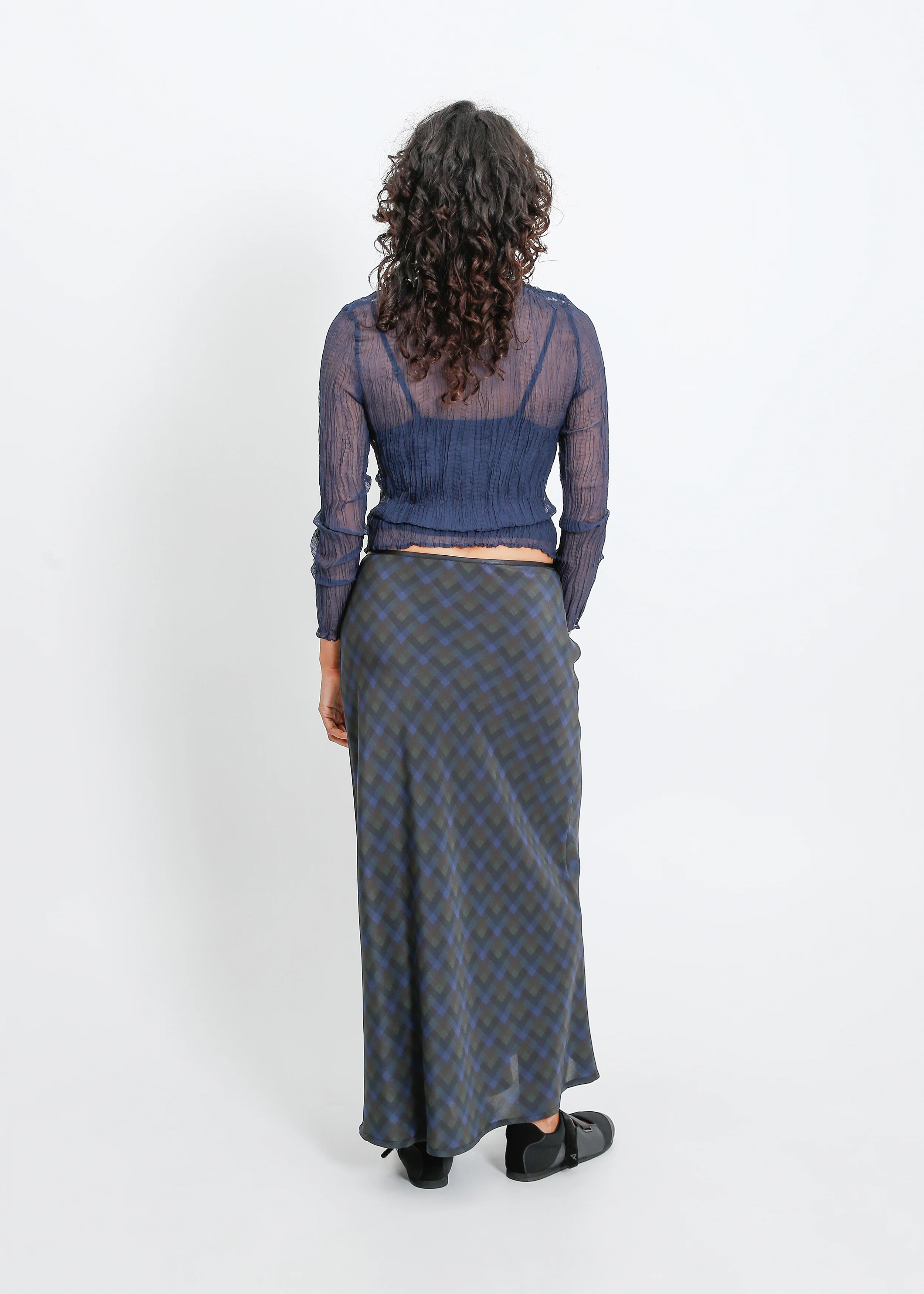 Lorine Skirt / Indigo Wine Check - Image 4