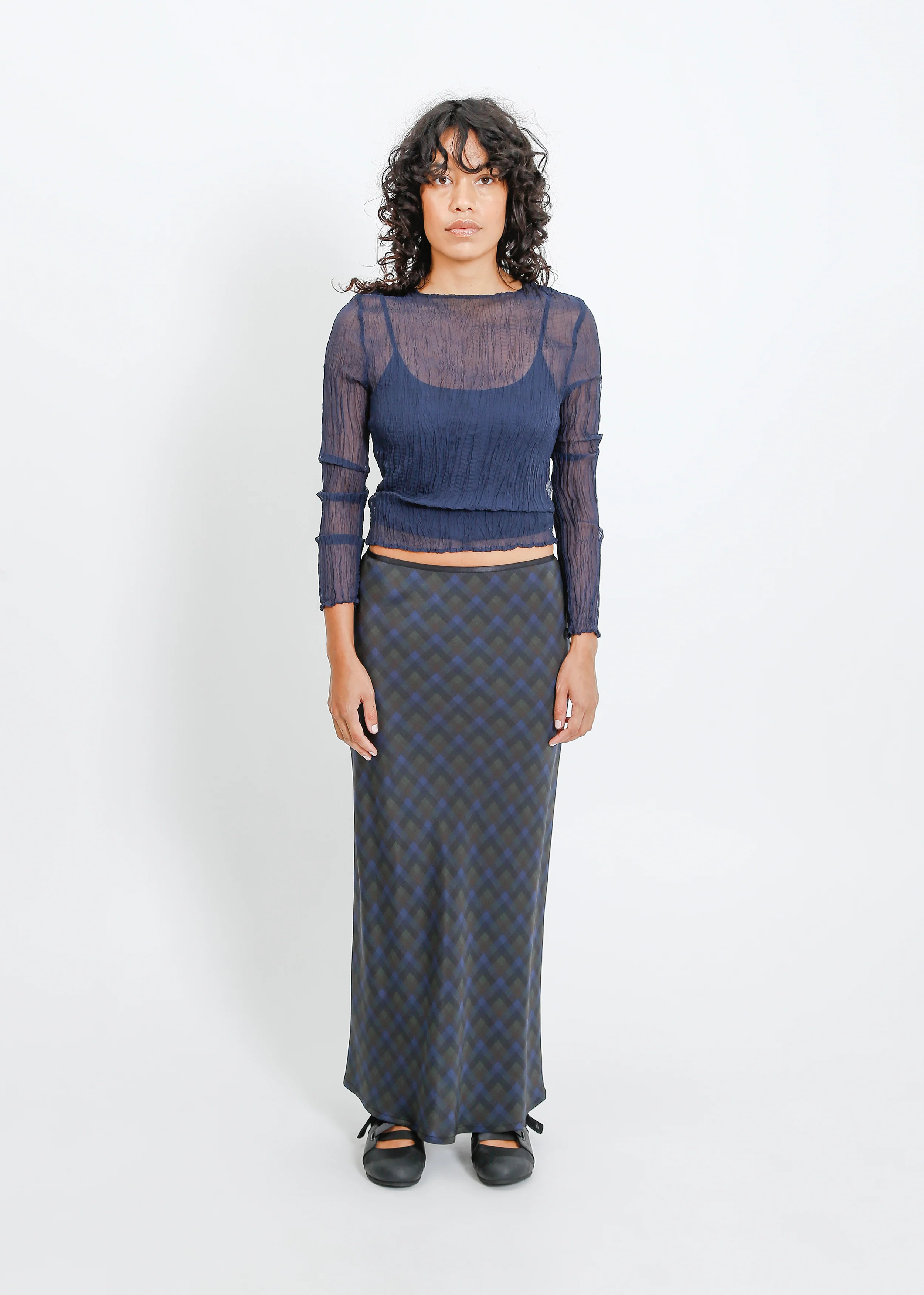 Lorine Skirt / Indigo Wine Check - Image 5