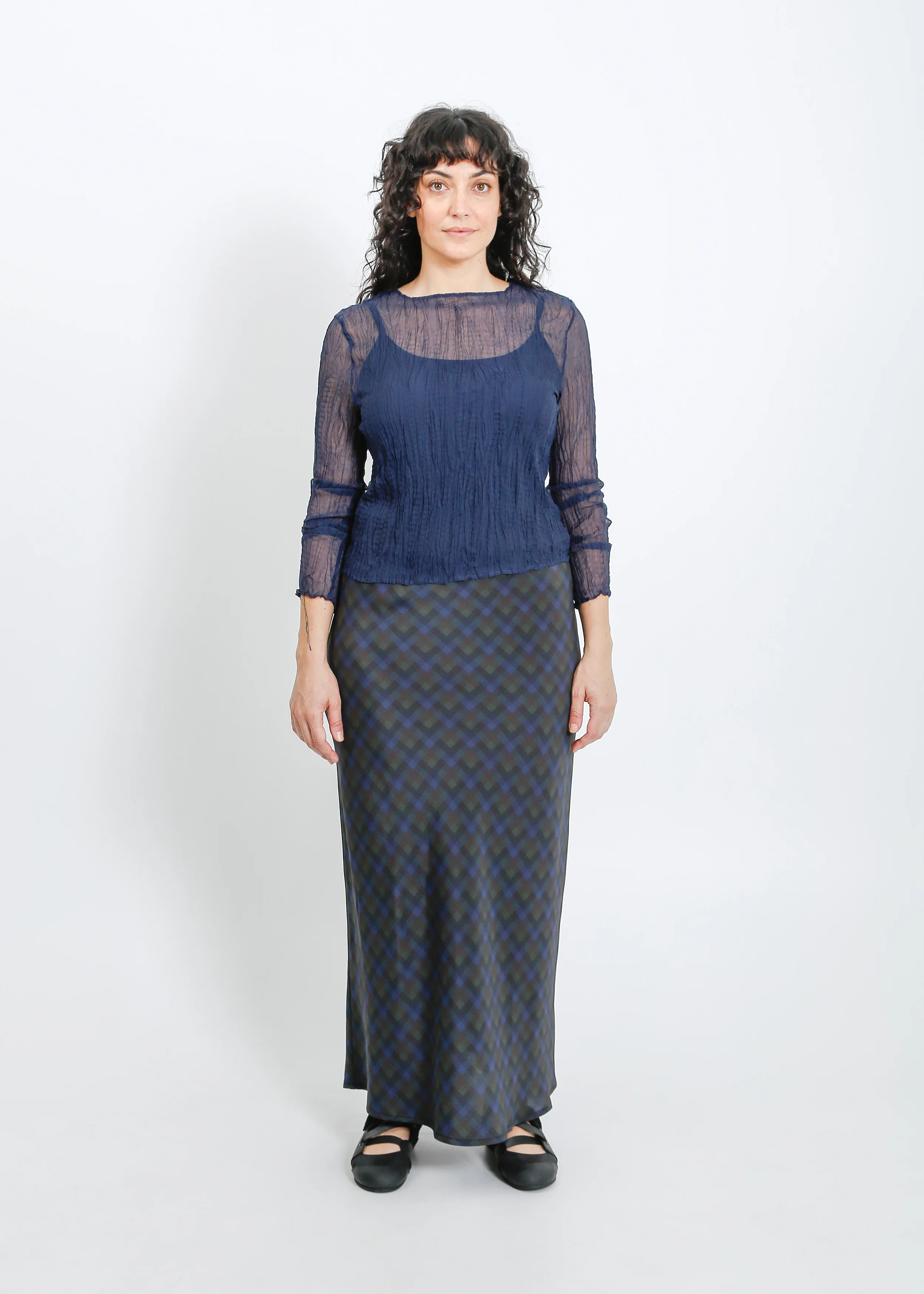 Lorine Skirt / Indigo Wine Check - Image 6