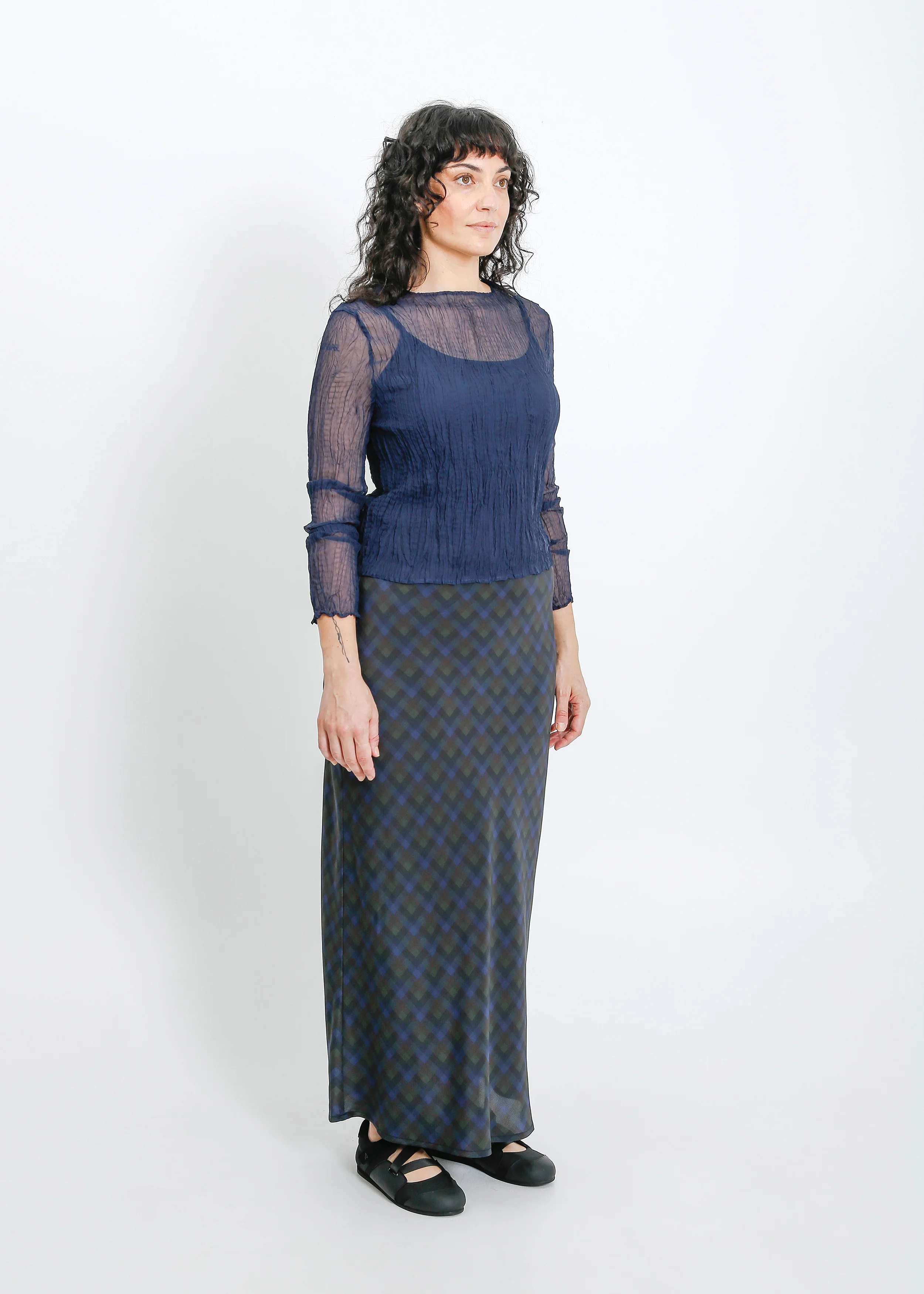 Lorine Skirt / Indigo Wine Check - Image 7