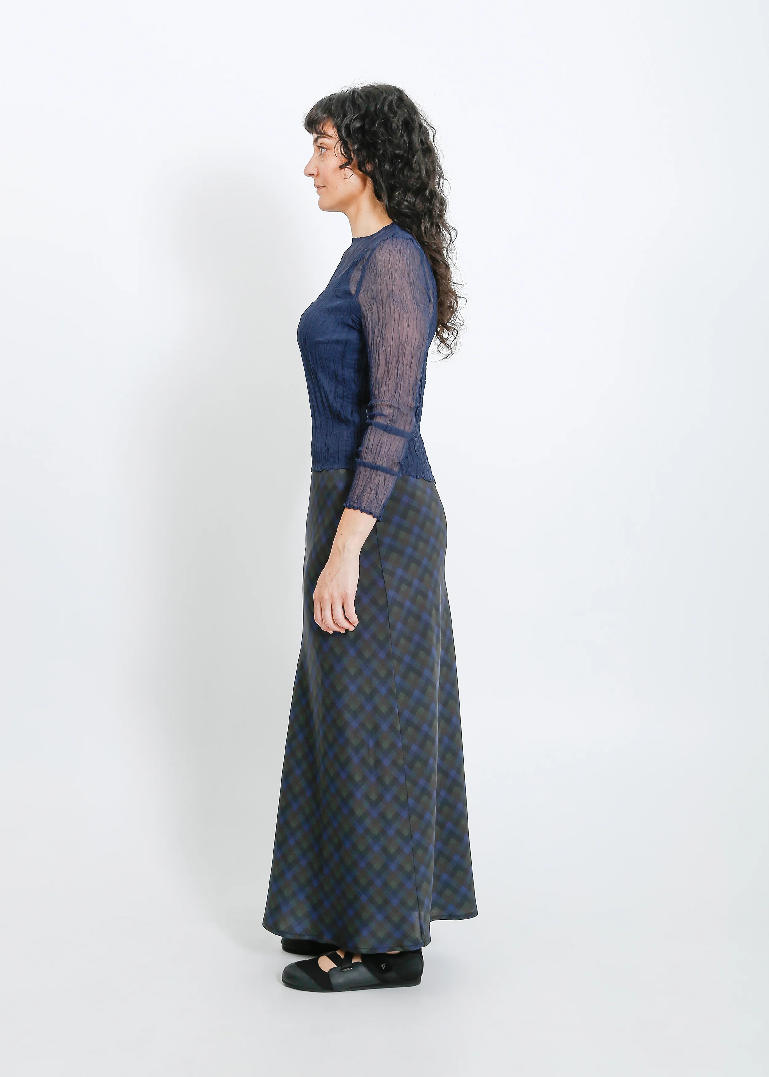 Lorine Skirt / Indigo Wine Check - Image 8