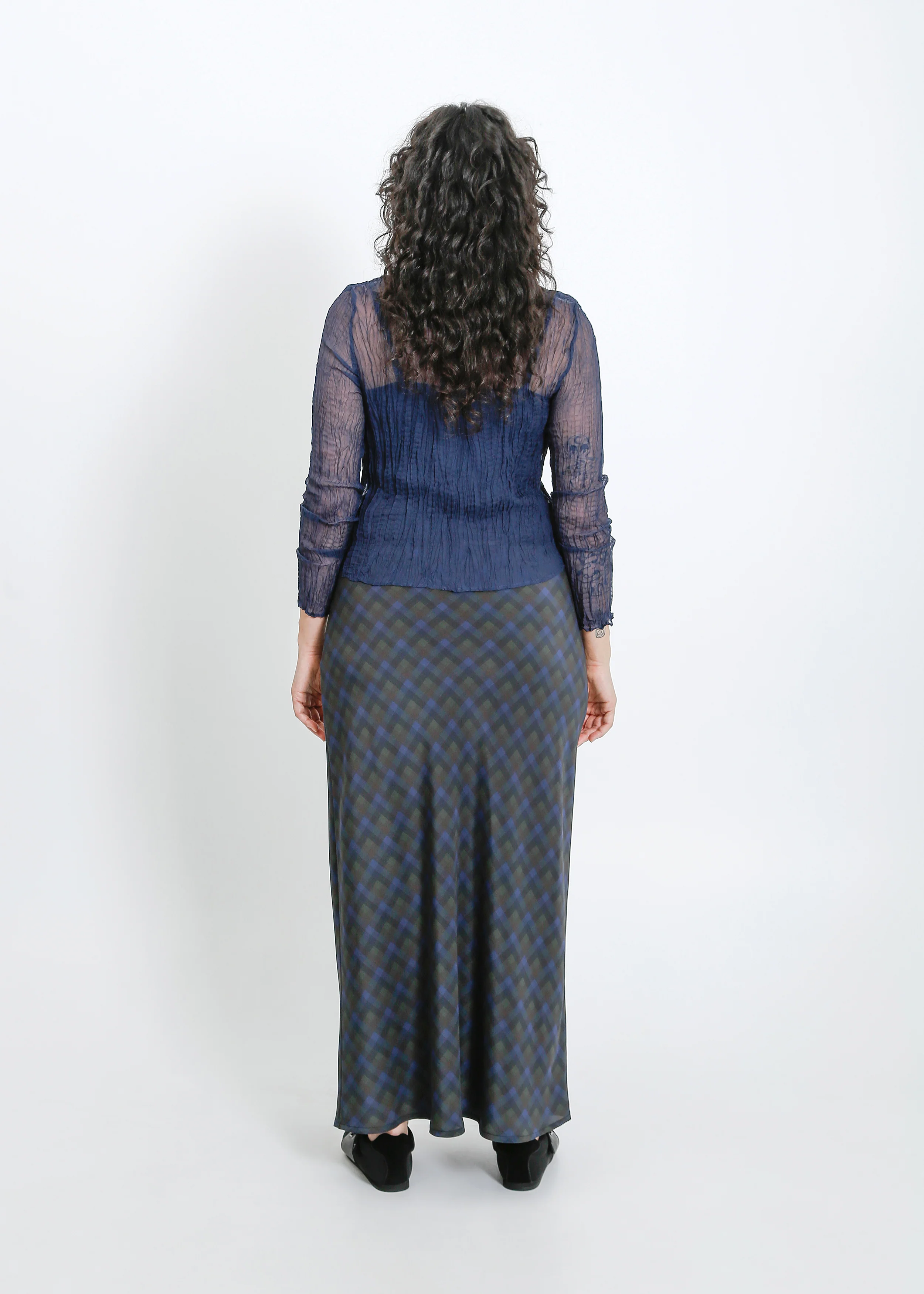 Lorine Skirt / Indigo Wine Check - Image 9
