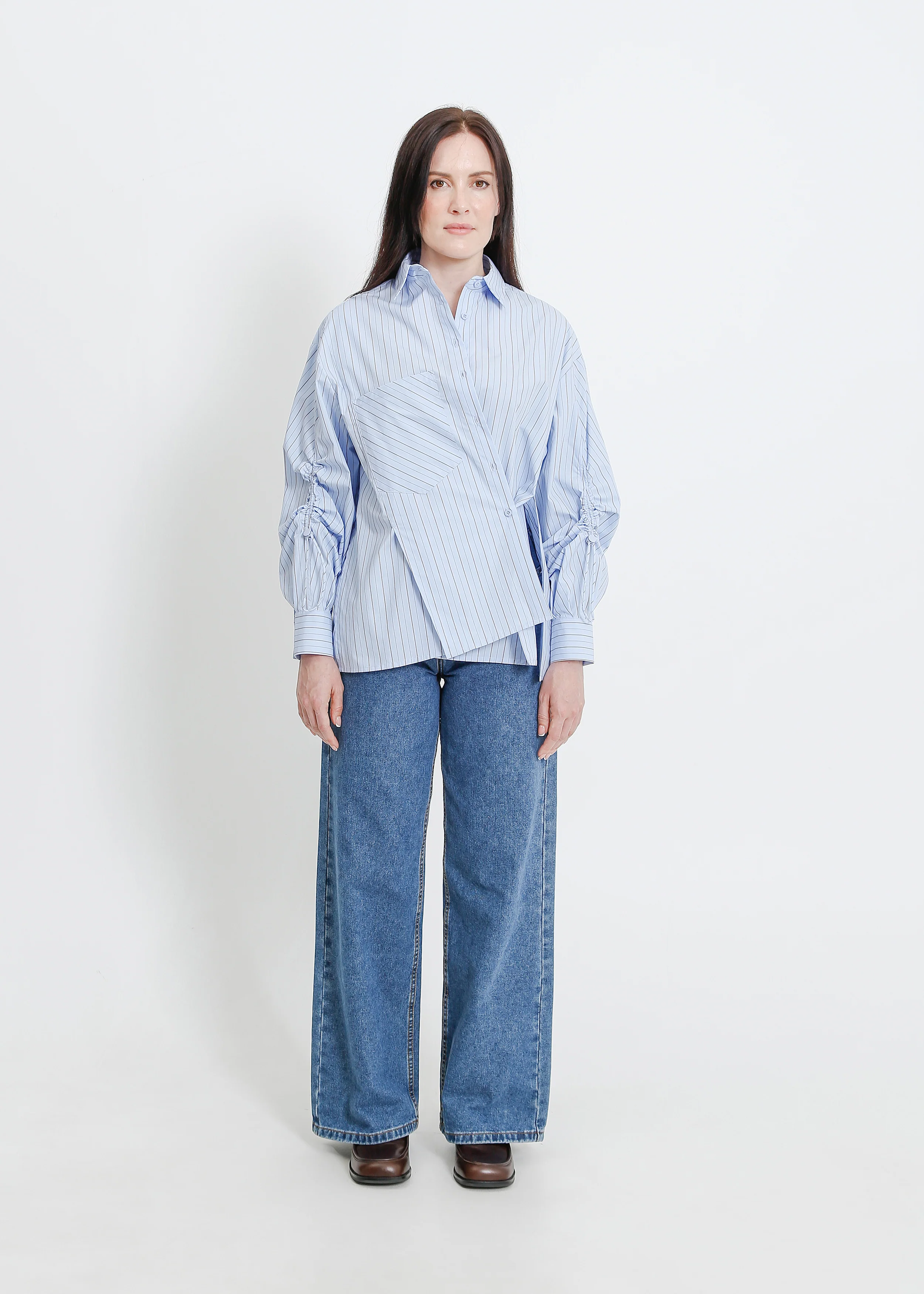 Satine Shirt / Blue-Beige - Image 5
