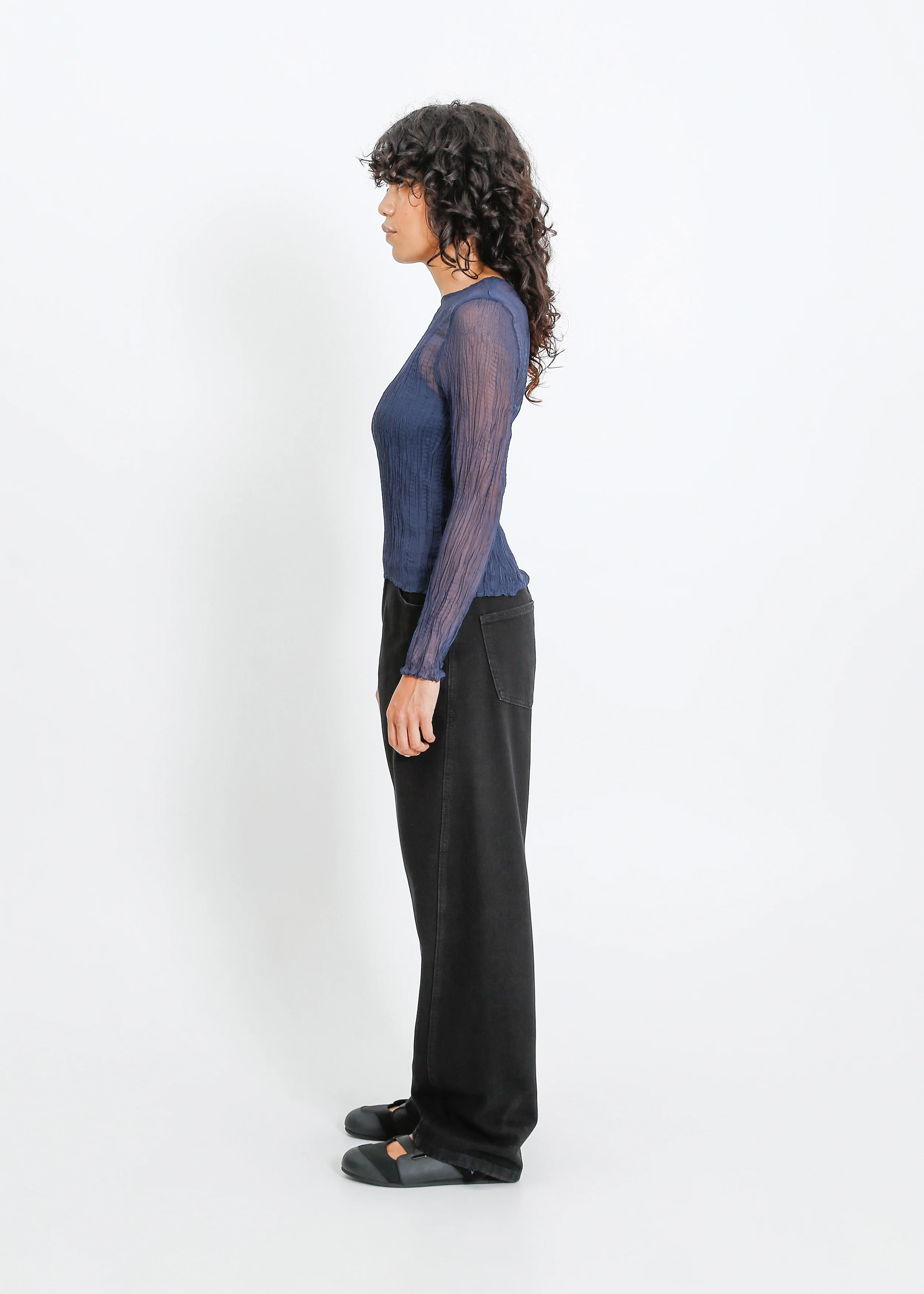 Shaun Pleat Top / Navy - Image 3