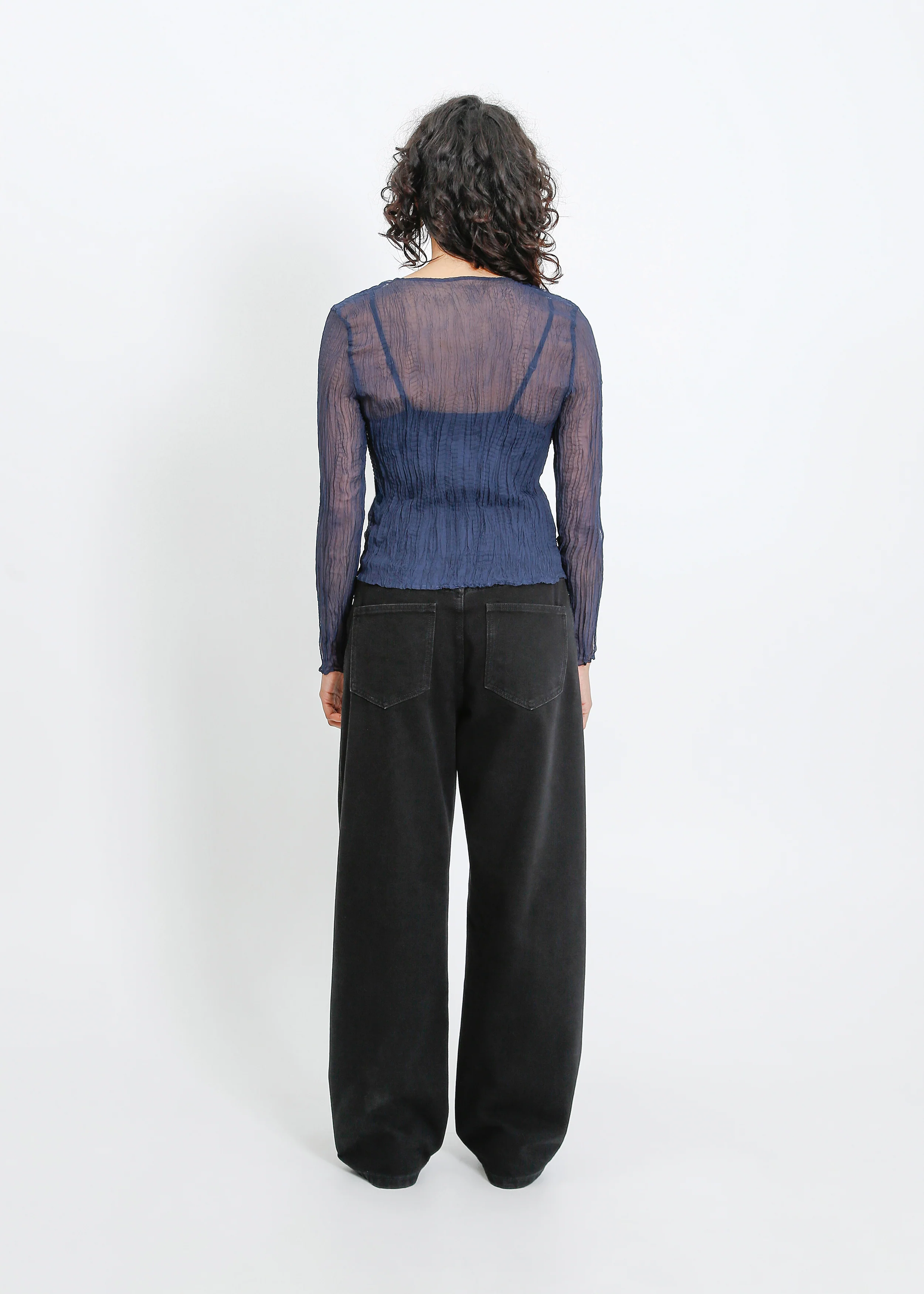 Shaun Pleat Top / Navy - Image 4