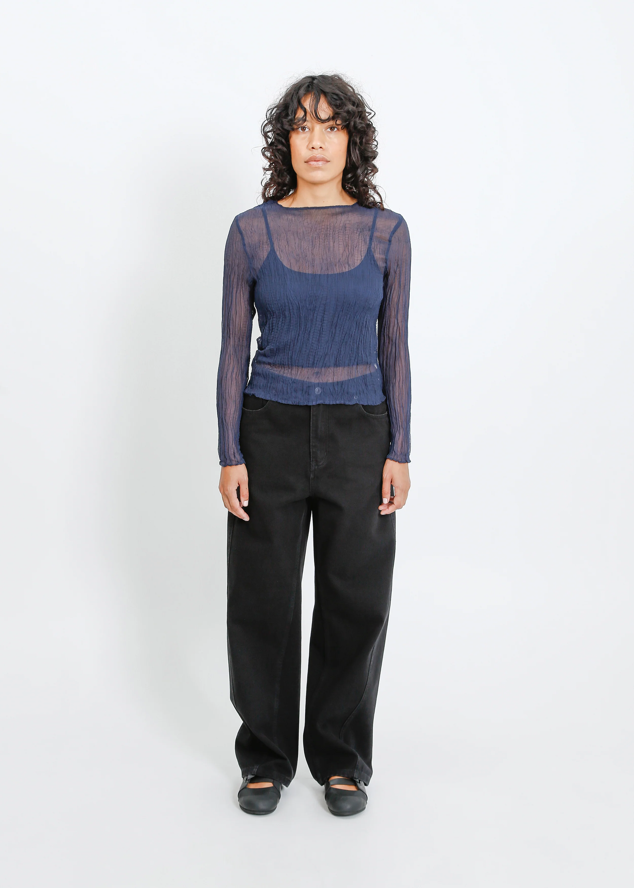 Shaun Pleat Top / Navy - Image 5