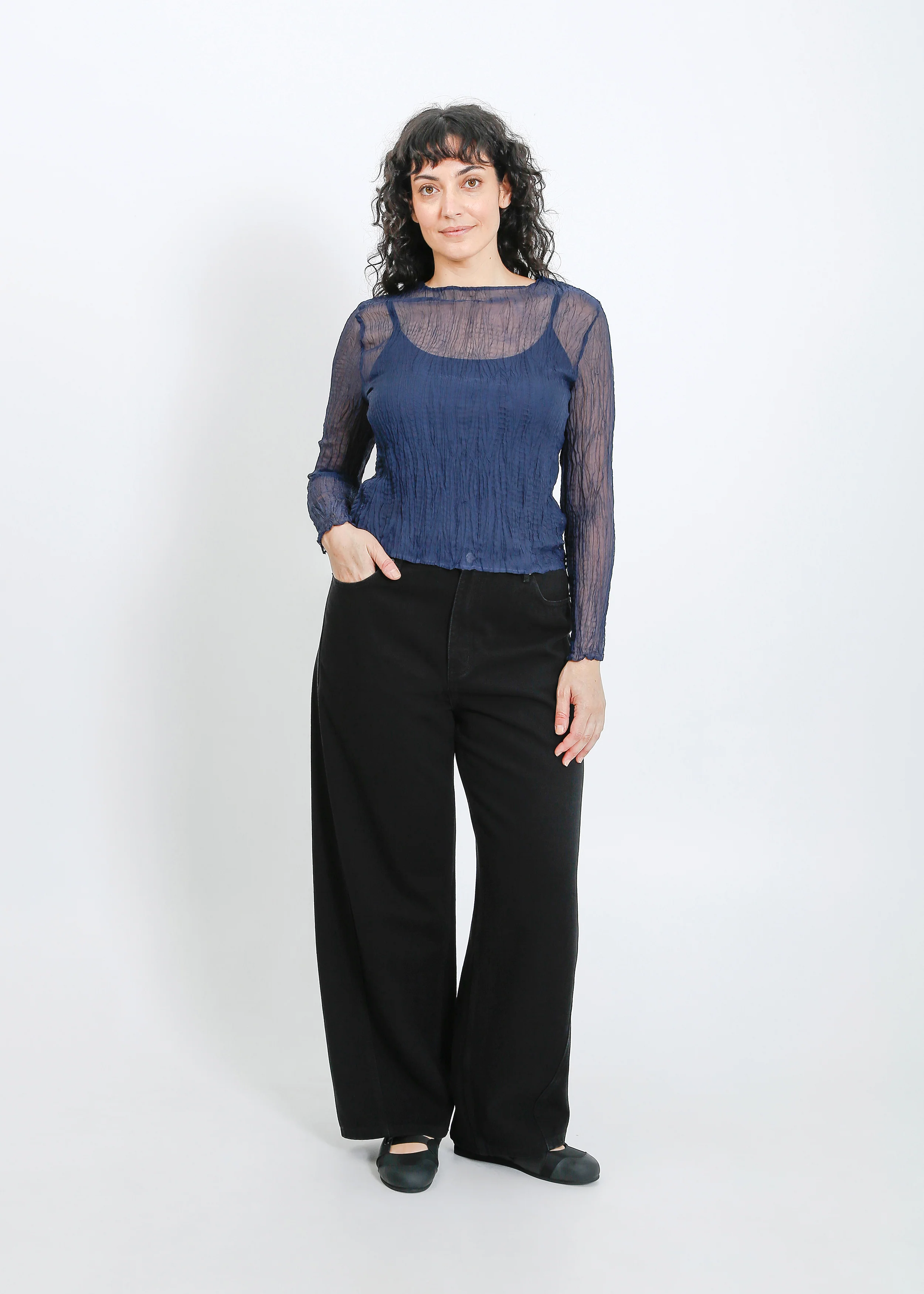 Shaun Pleat Top / Navy - Image 6