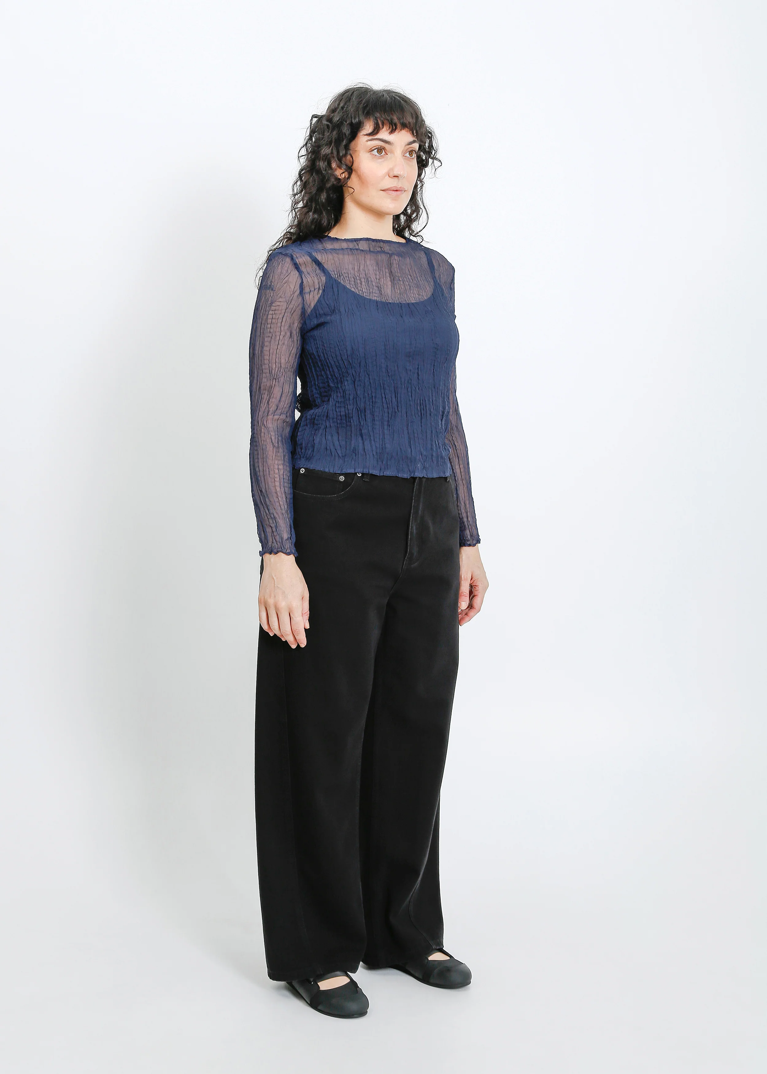 Shaun Pleat Top / Navy - Image 7
