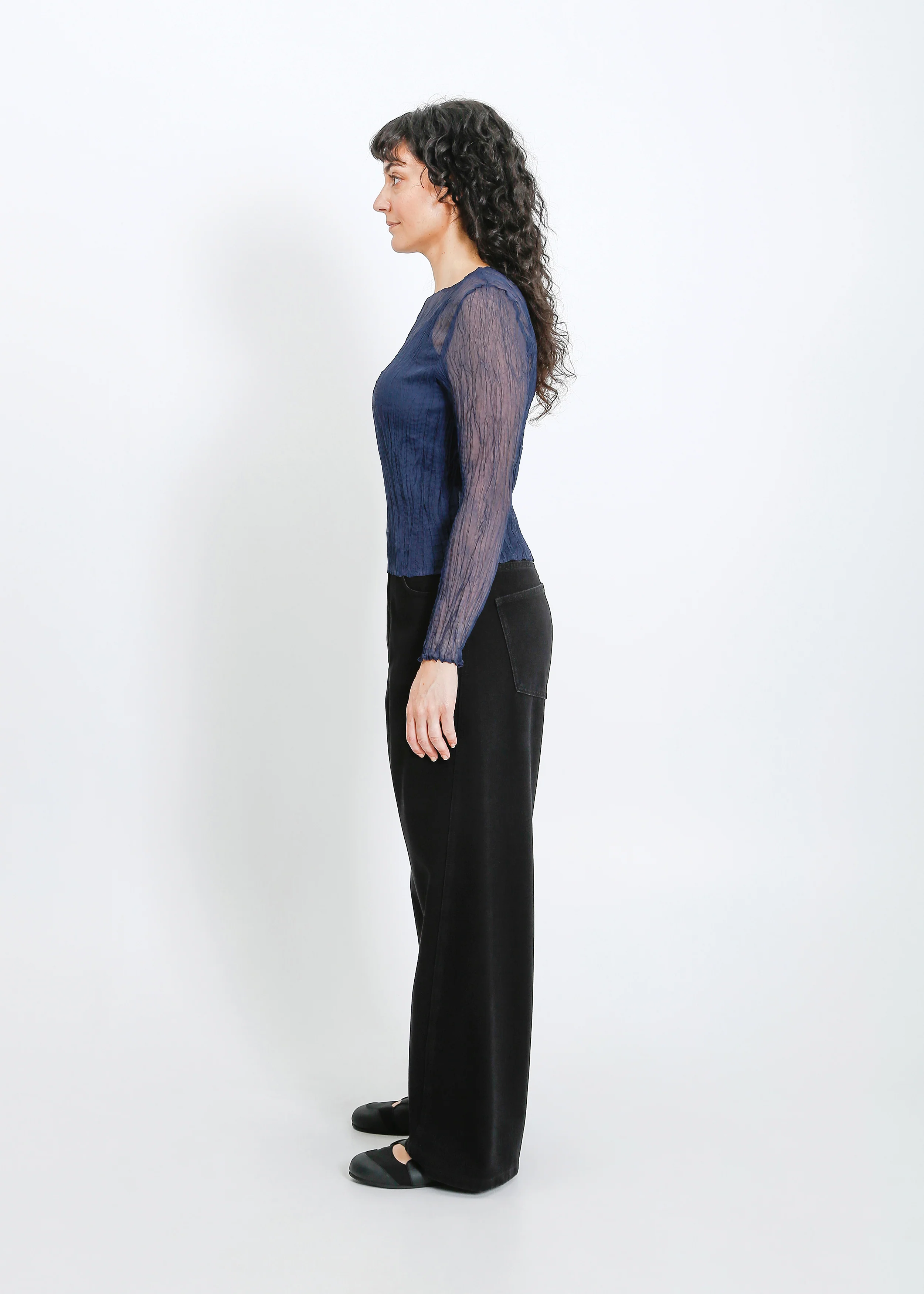 Shaun Pleat Top / Navy - Image 8