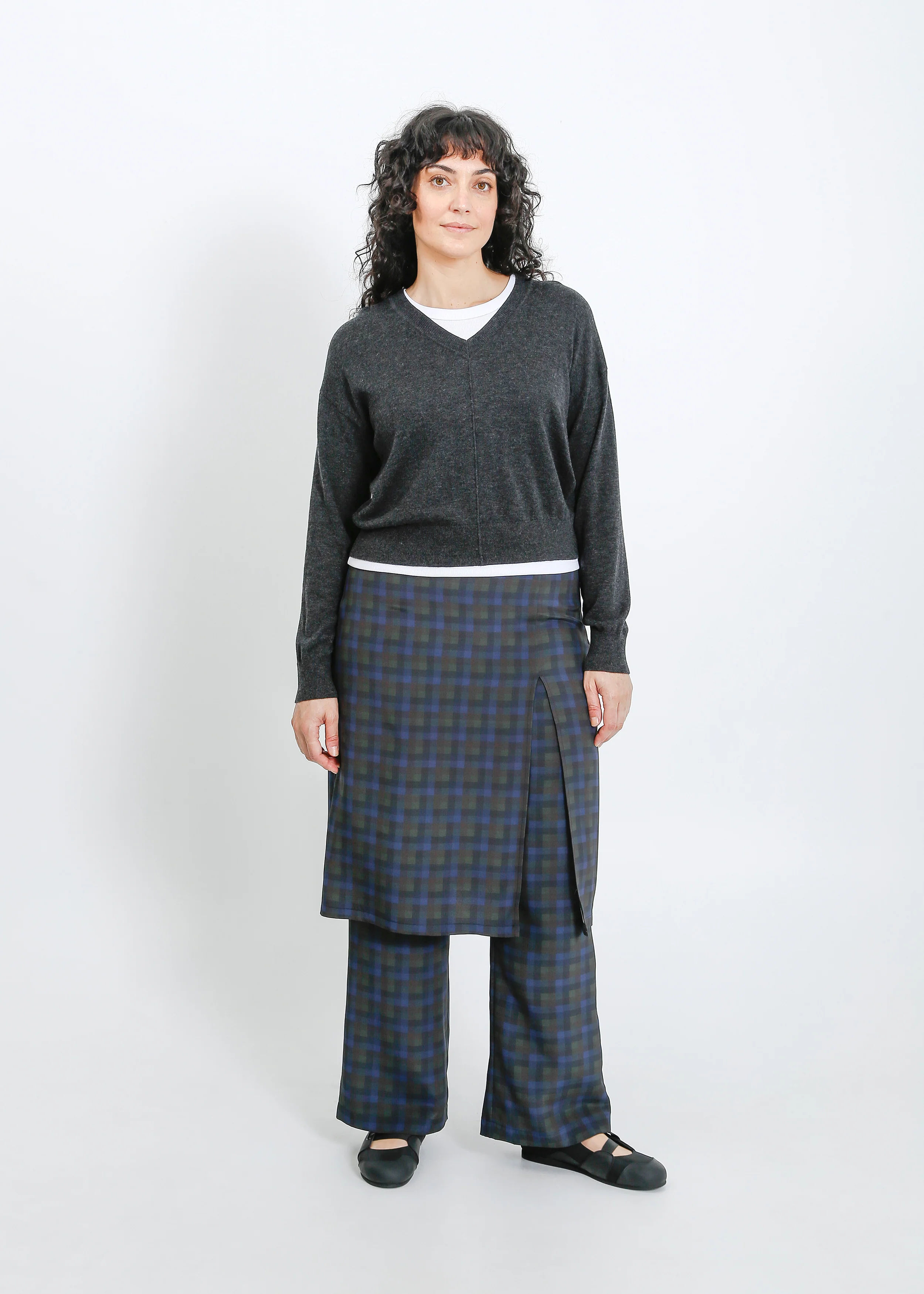Sloane Pant Skirt / Indigo Wine Check - Image 10