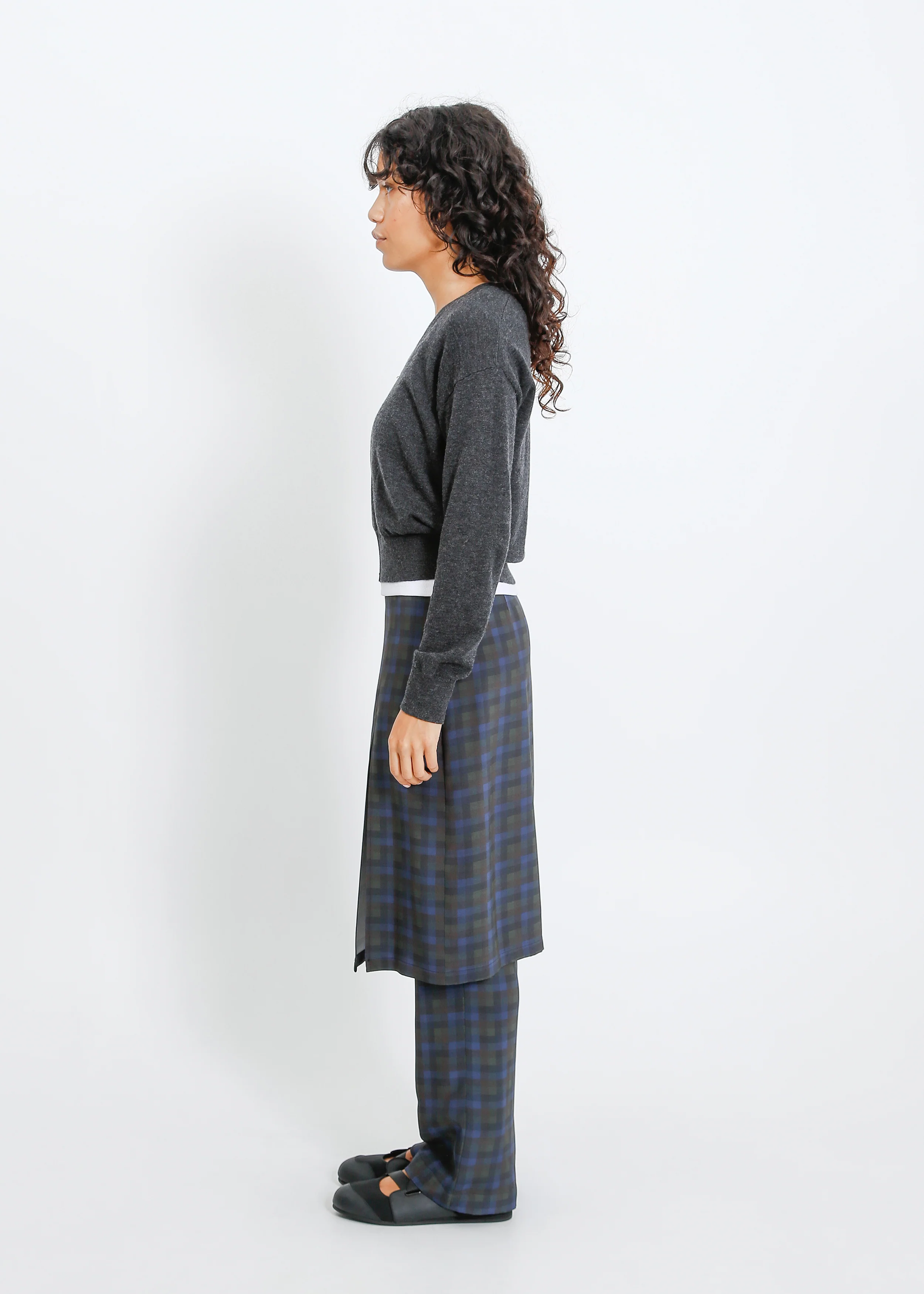 Sloane Pant Skirt / Indigo Wine Check - Image 3