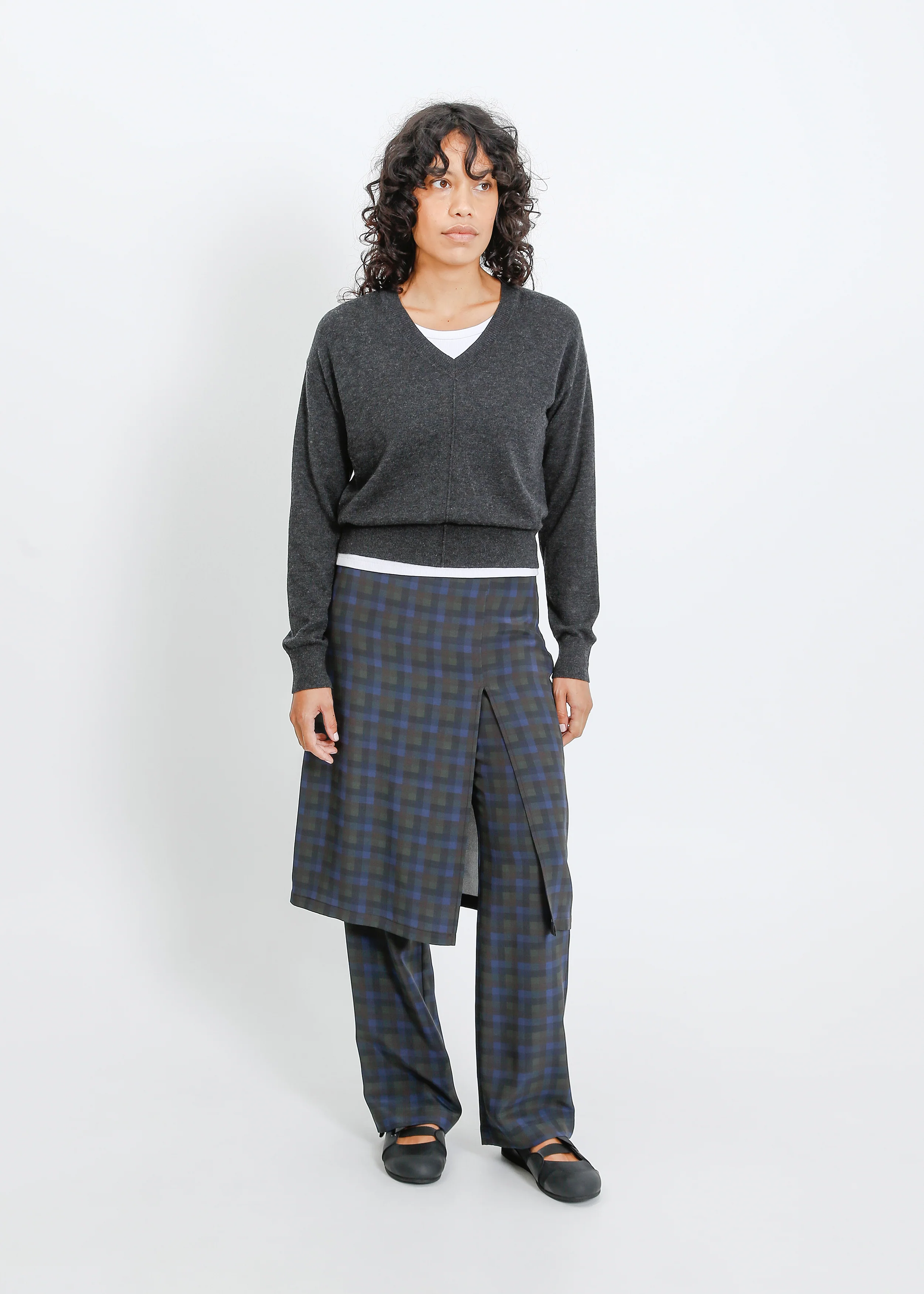 Sloane Pant Skirt / Indigo Wine Check - Image 5