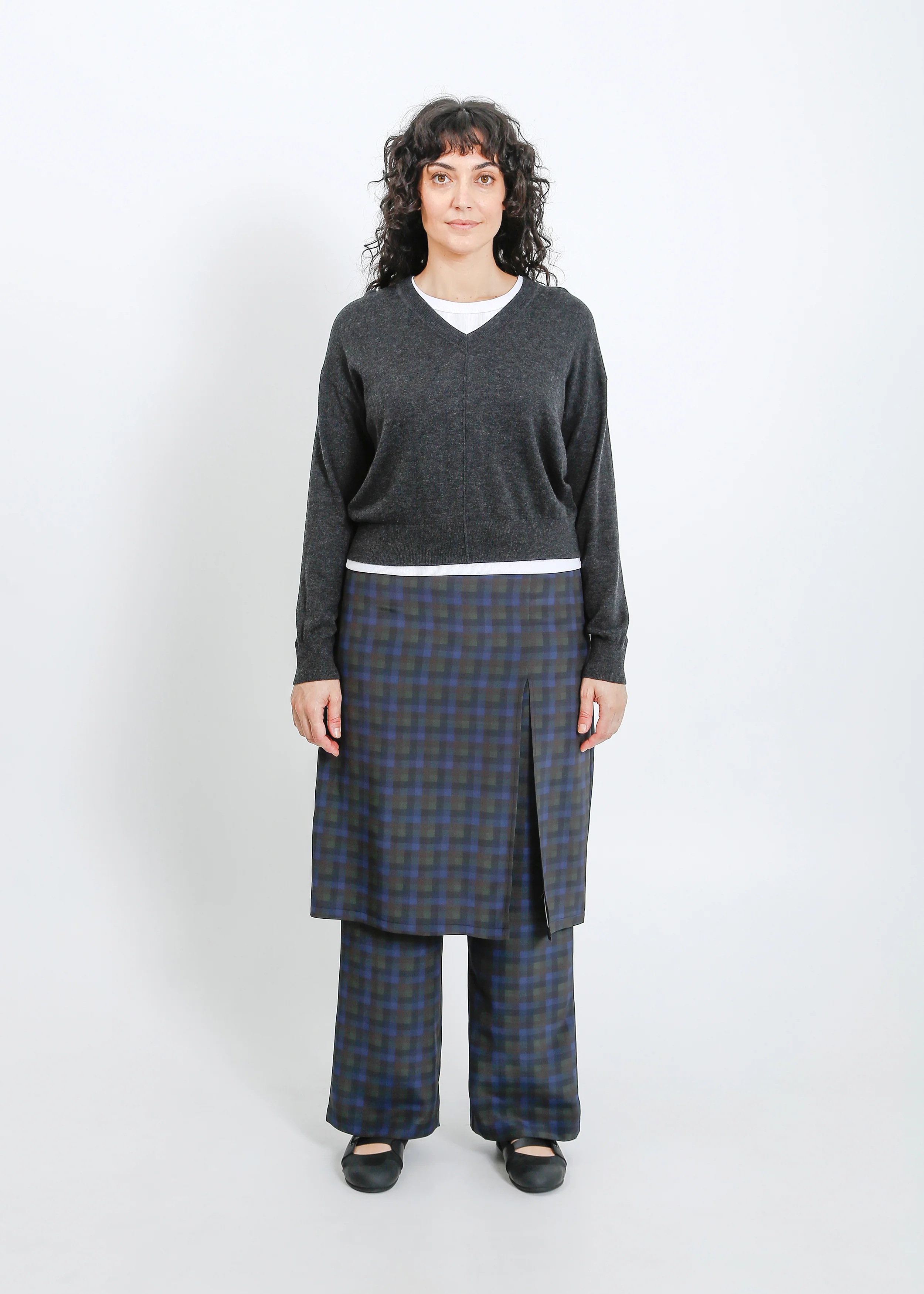 Sloane Pant Skirt / Indigo Wine Check - Image 6