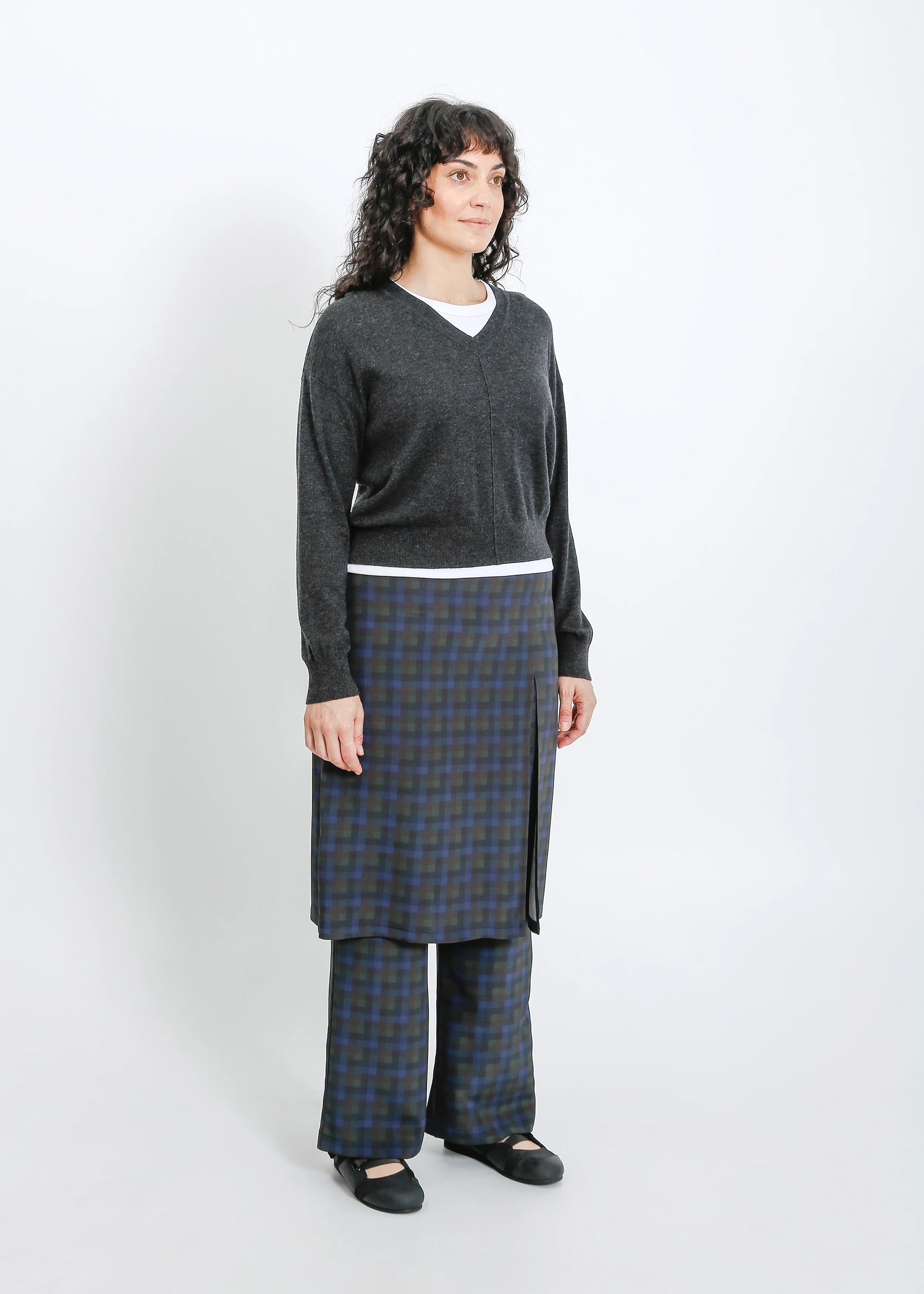 Sloane Pant Skirt / Indigo Wine Check - Image 7
