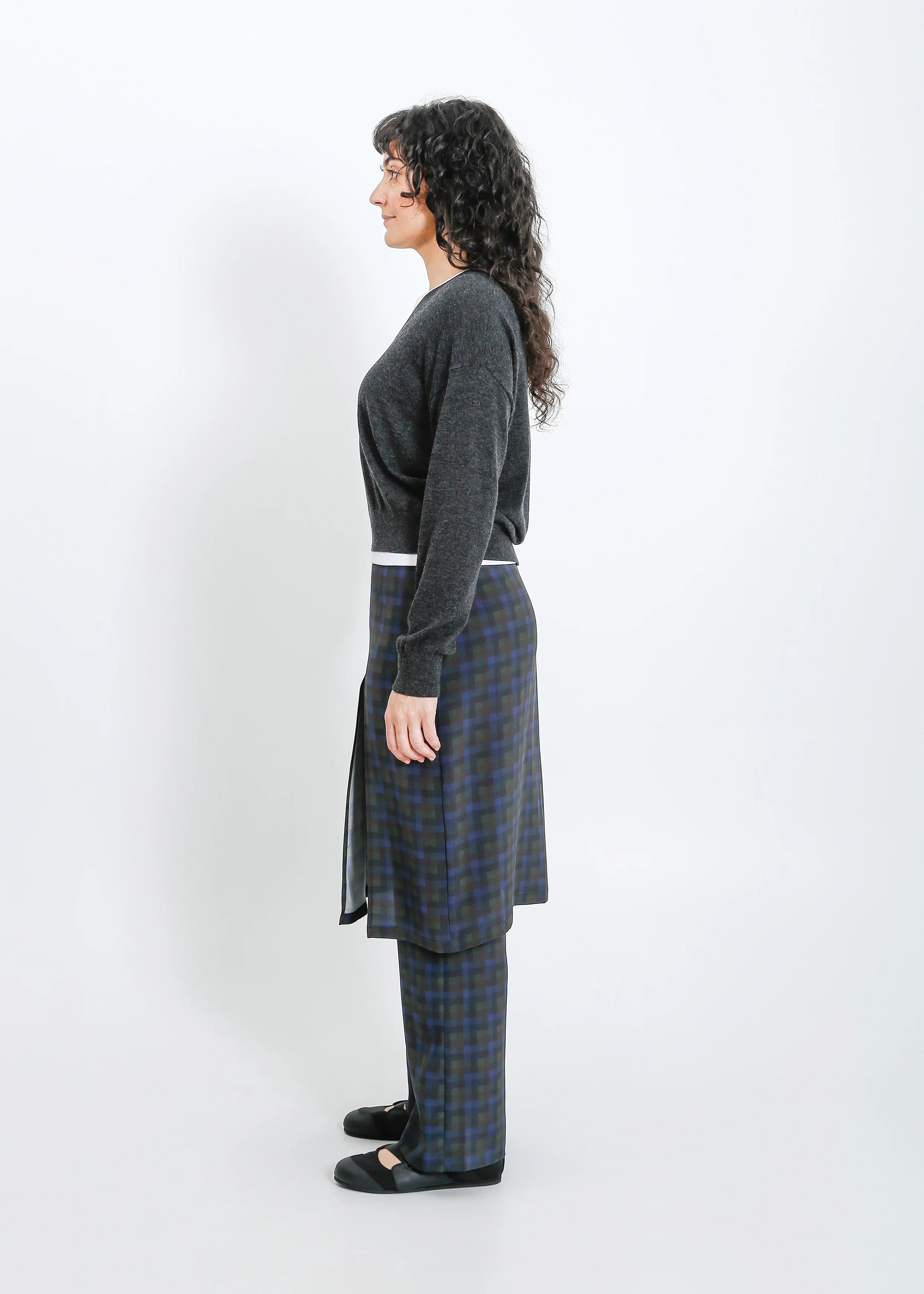 Sloane Pant Skirt / Indigo Wine Check - Image 8