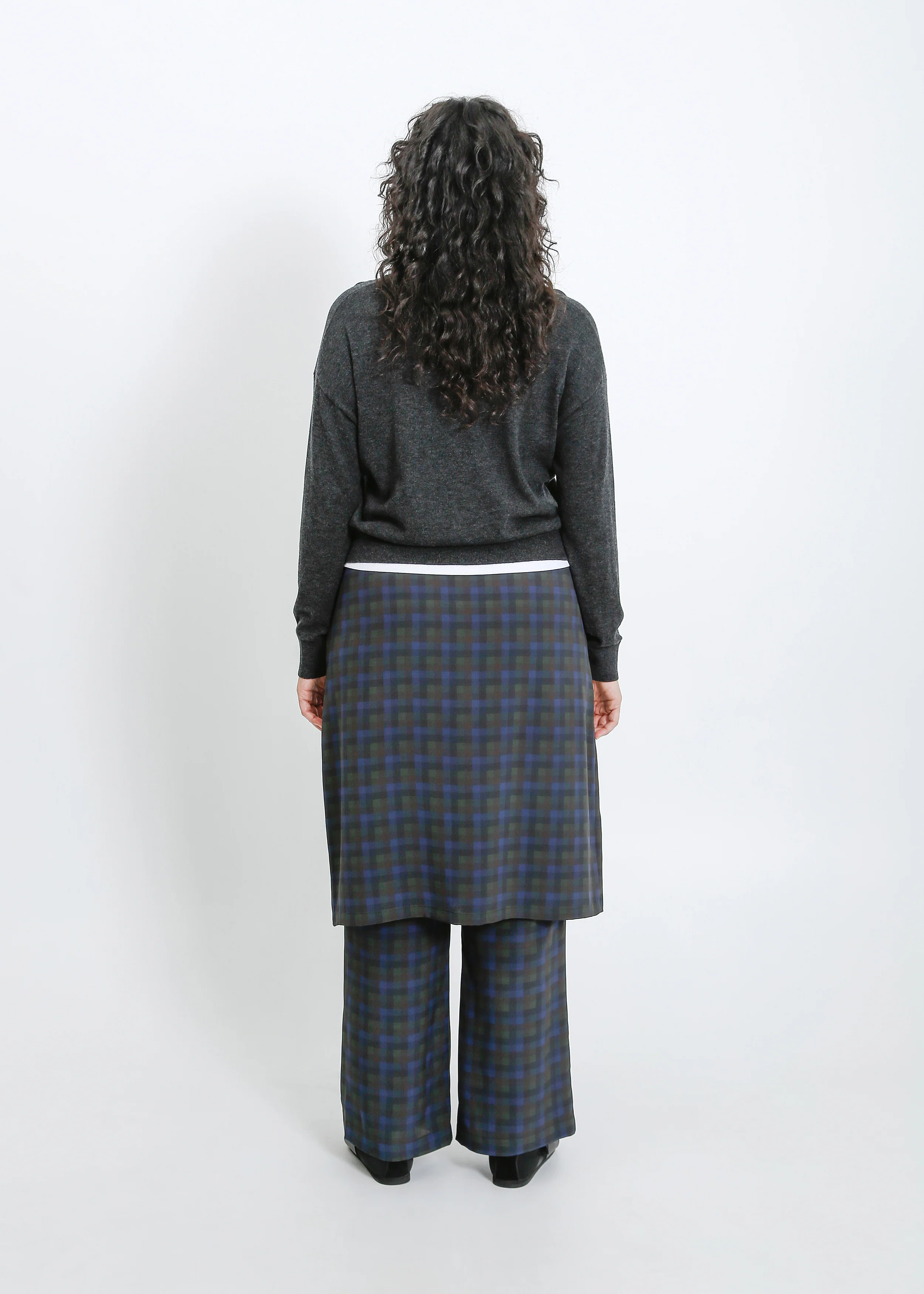 Sloane Pant Skirt / Indigo Wine Check - Image 9