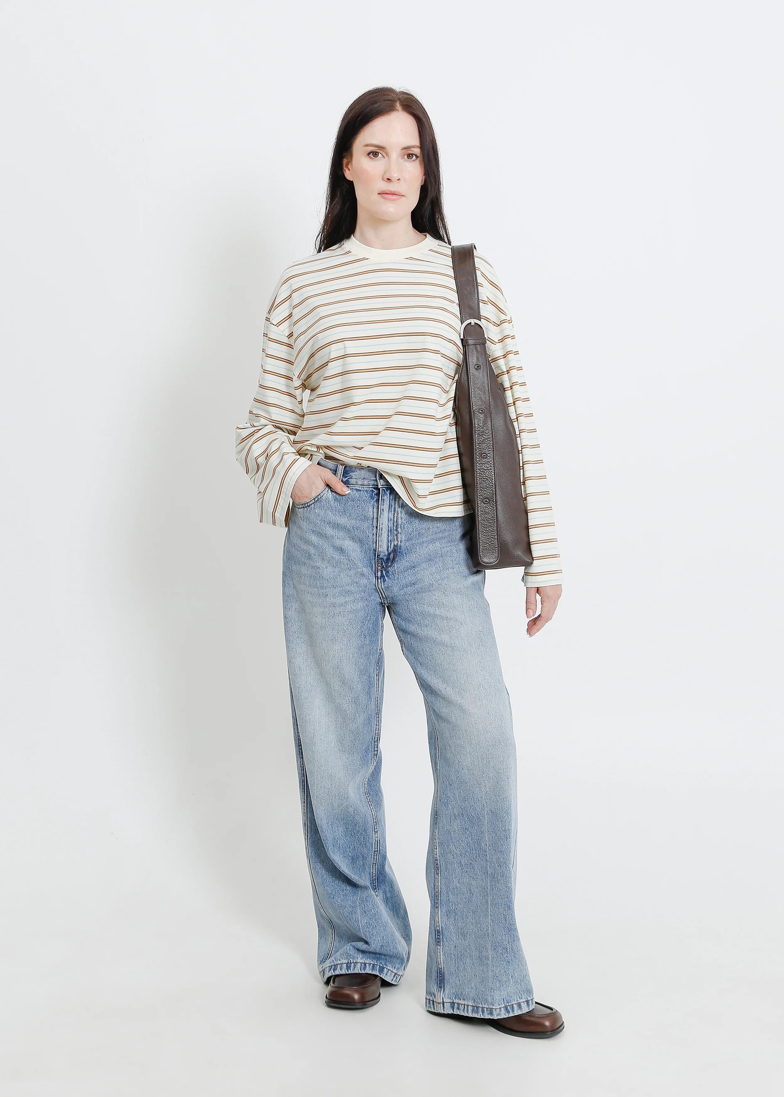 Weaver Long Sleeve Tee / Cream-Brown-Blue - Image 10