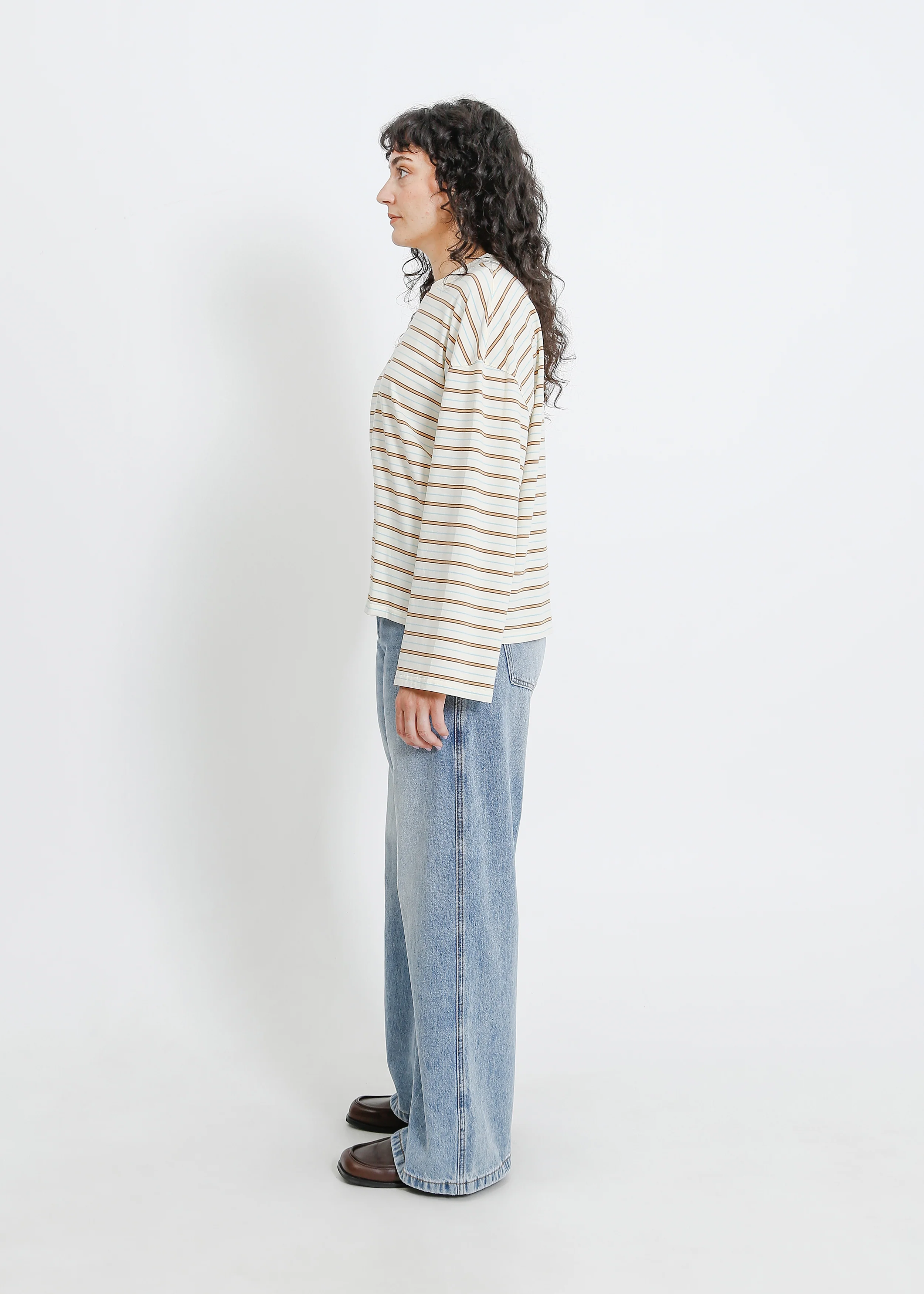 Weaver Long Sleeve Tee / Cream-Brown-Blue - Image 3
