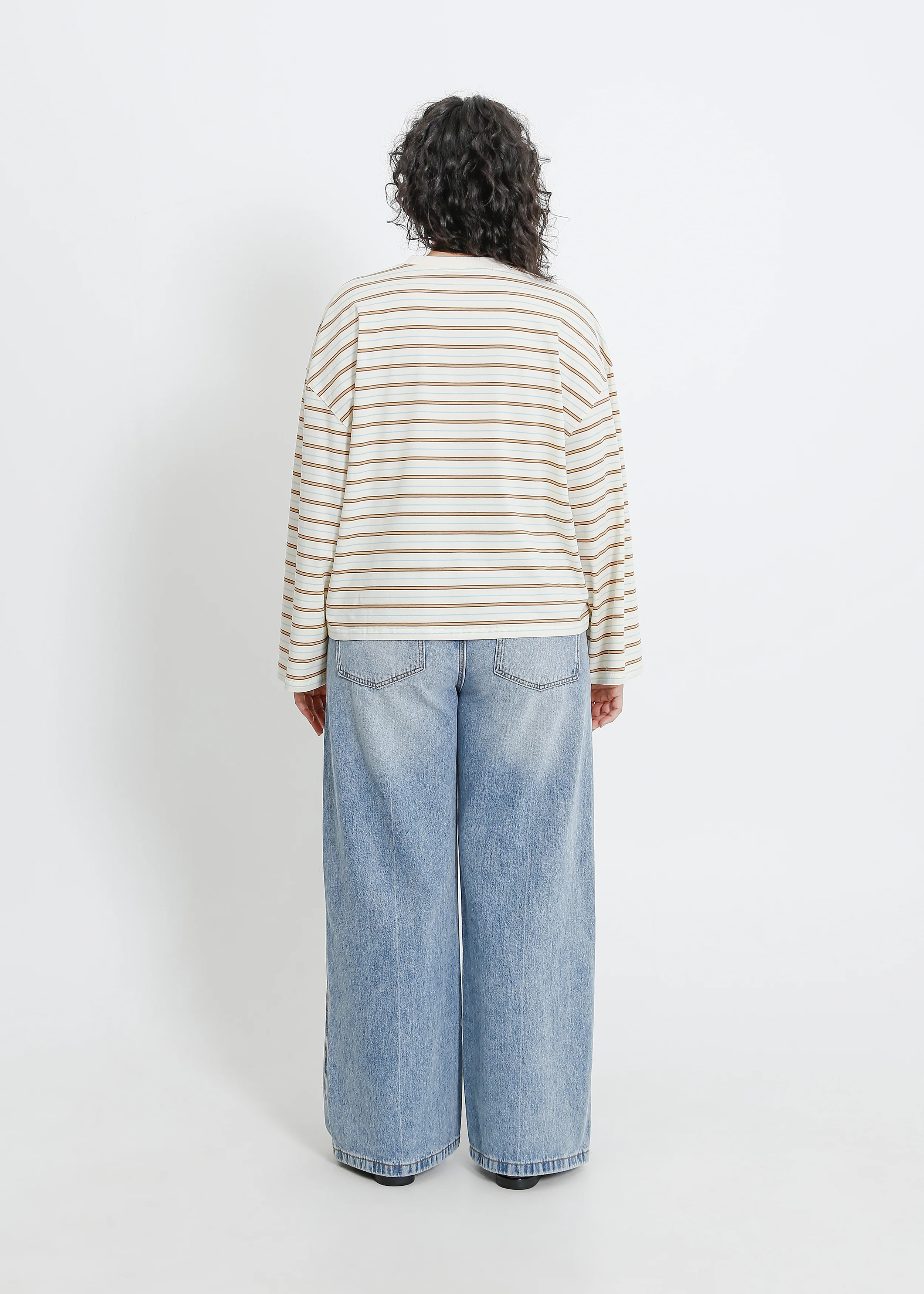Weaver Long Sleeve Tee / Cream-Brown-Blue - Image 4