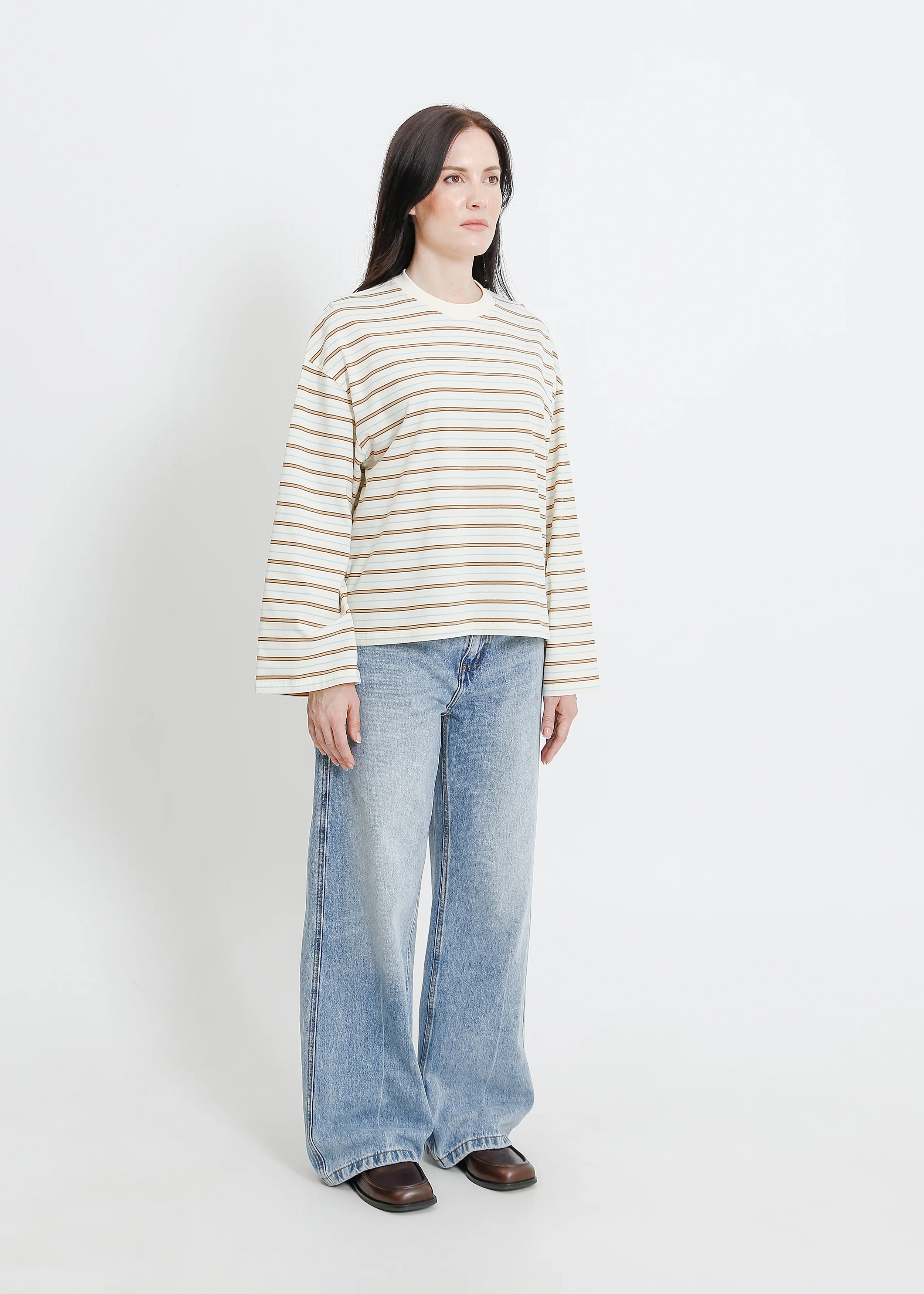 Weaver Long Sleeve Tee / Cream-Brown-Blue - Image 7