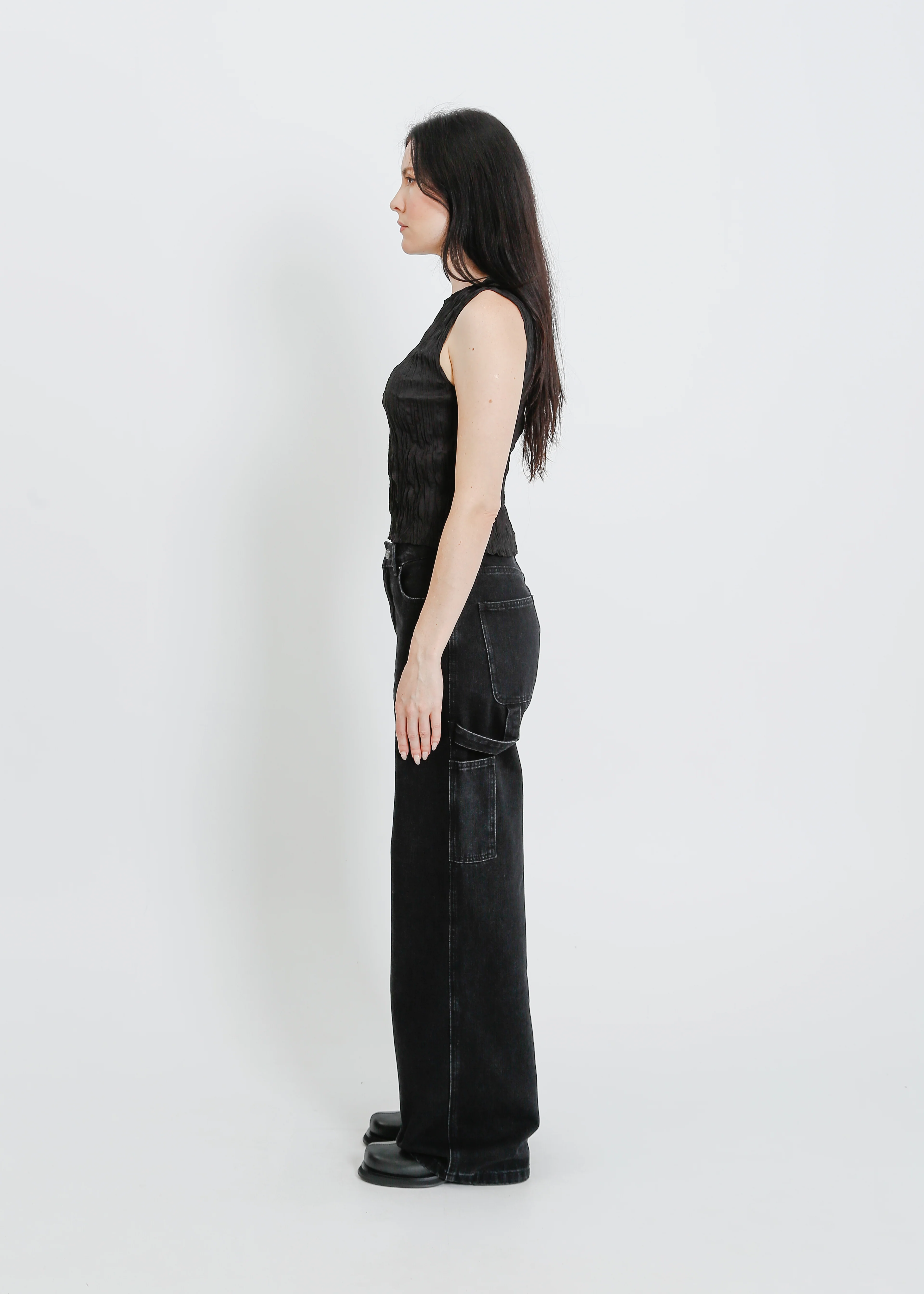 Wesley Pleat Tank / Black - Image 3