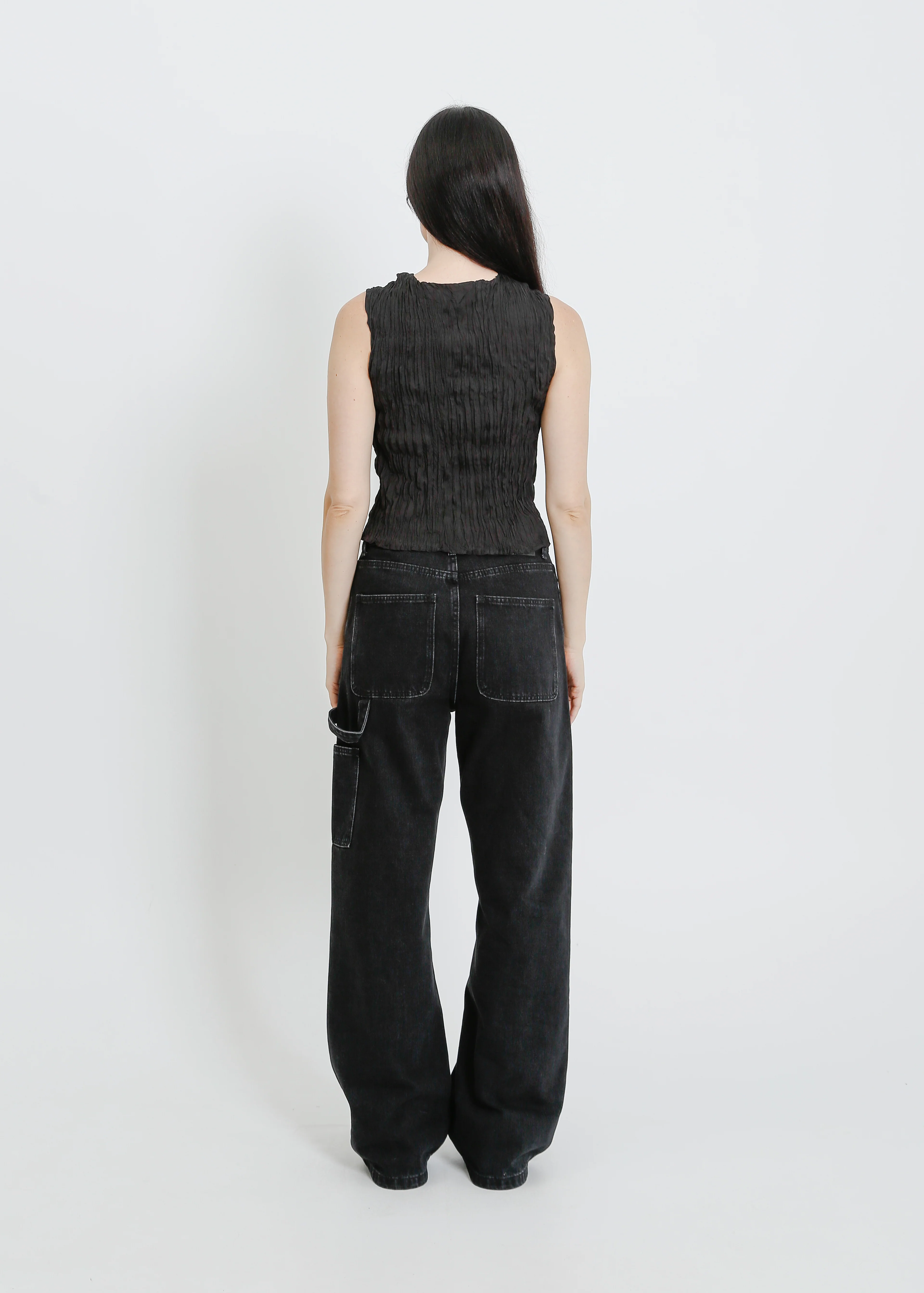 Wesley Pleat Tank / Black - Image 4