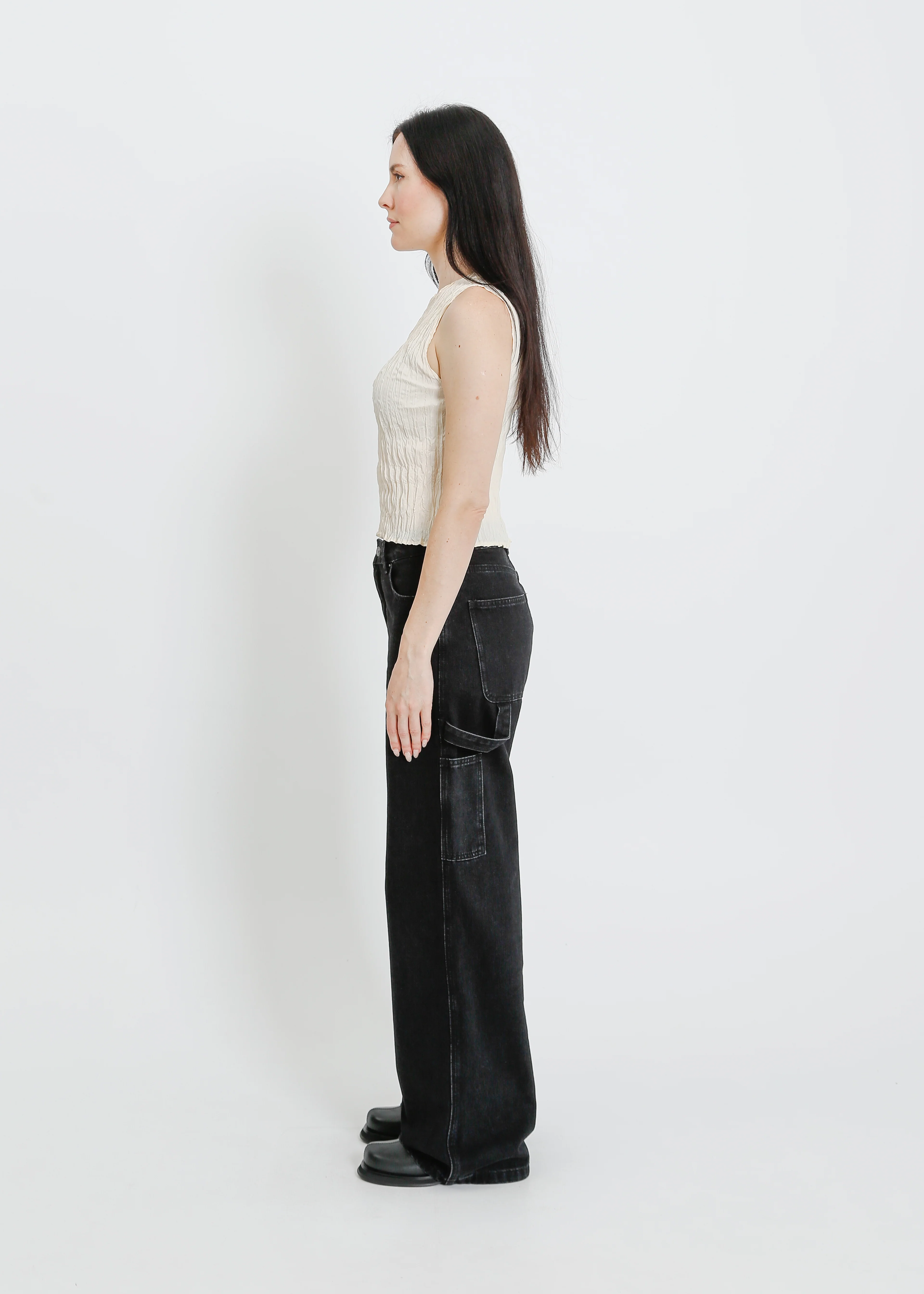 Wesley Pleat Tank / Cream - Image 3