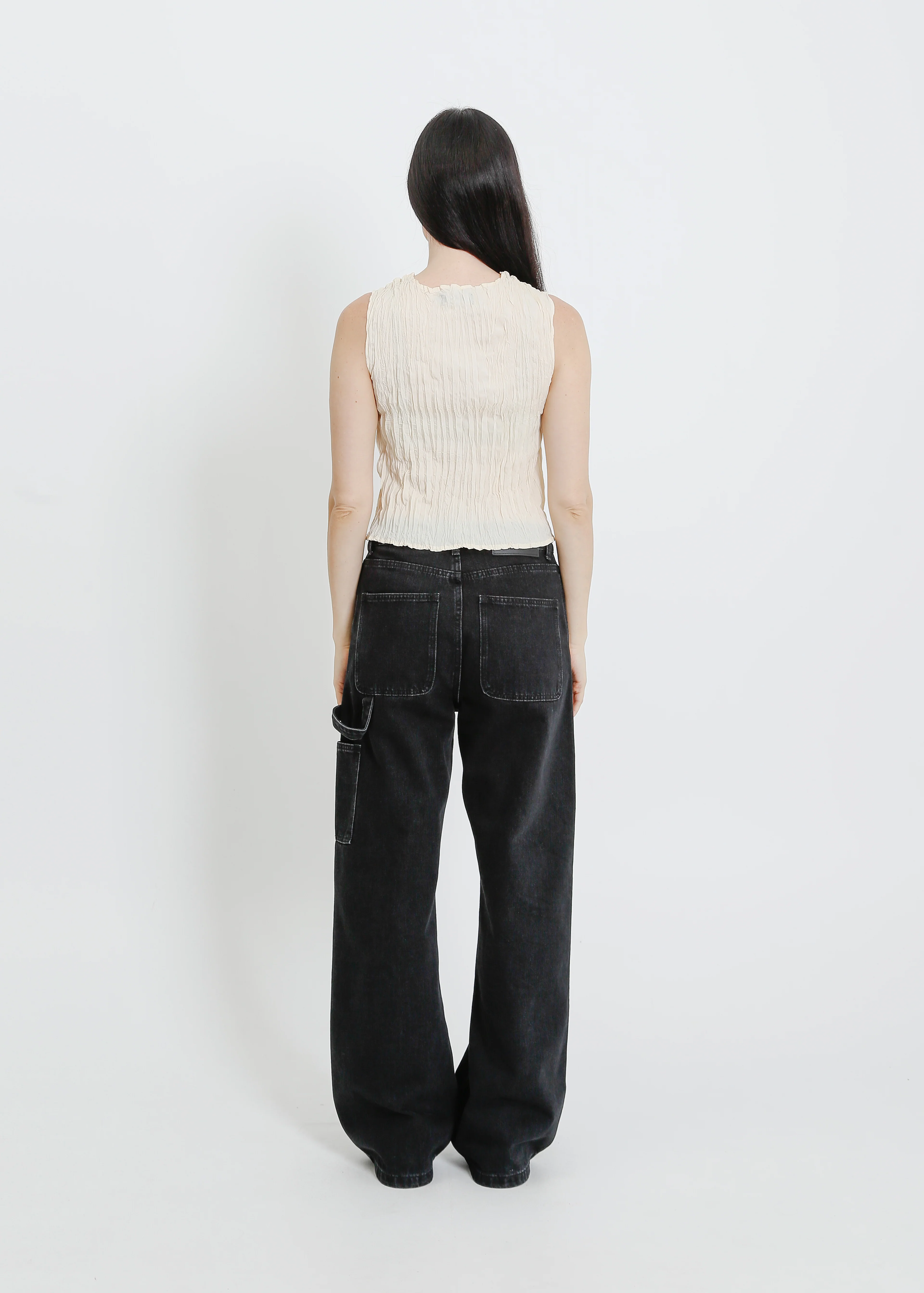 Wesley Pleat Tank / Cream - Image 4