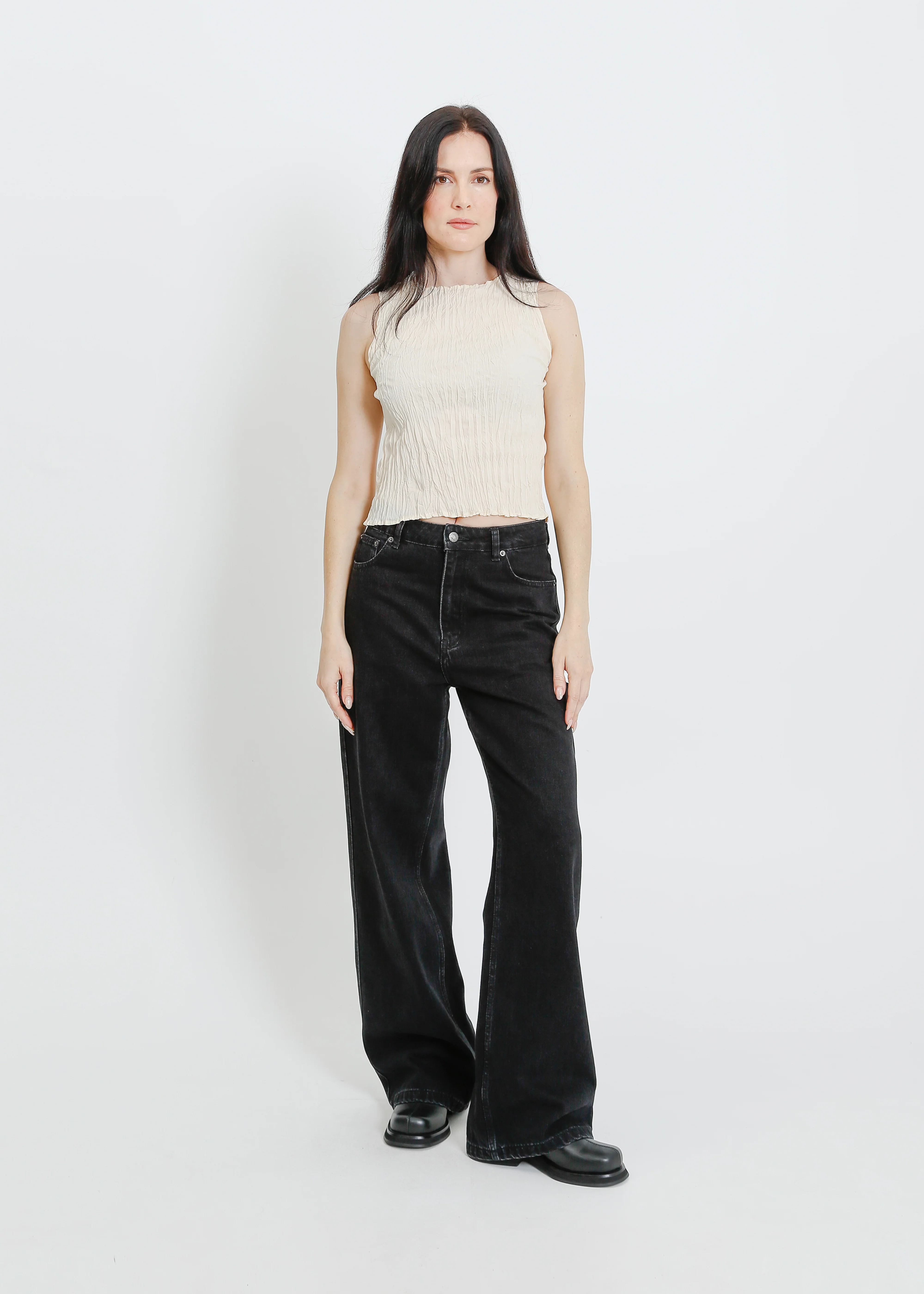 Wesley Pleat Tank / Cream - Image 5
