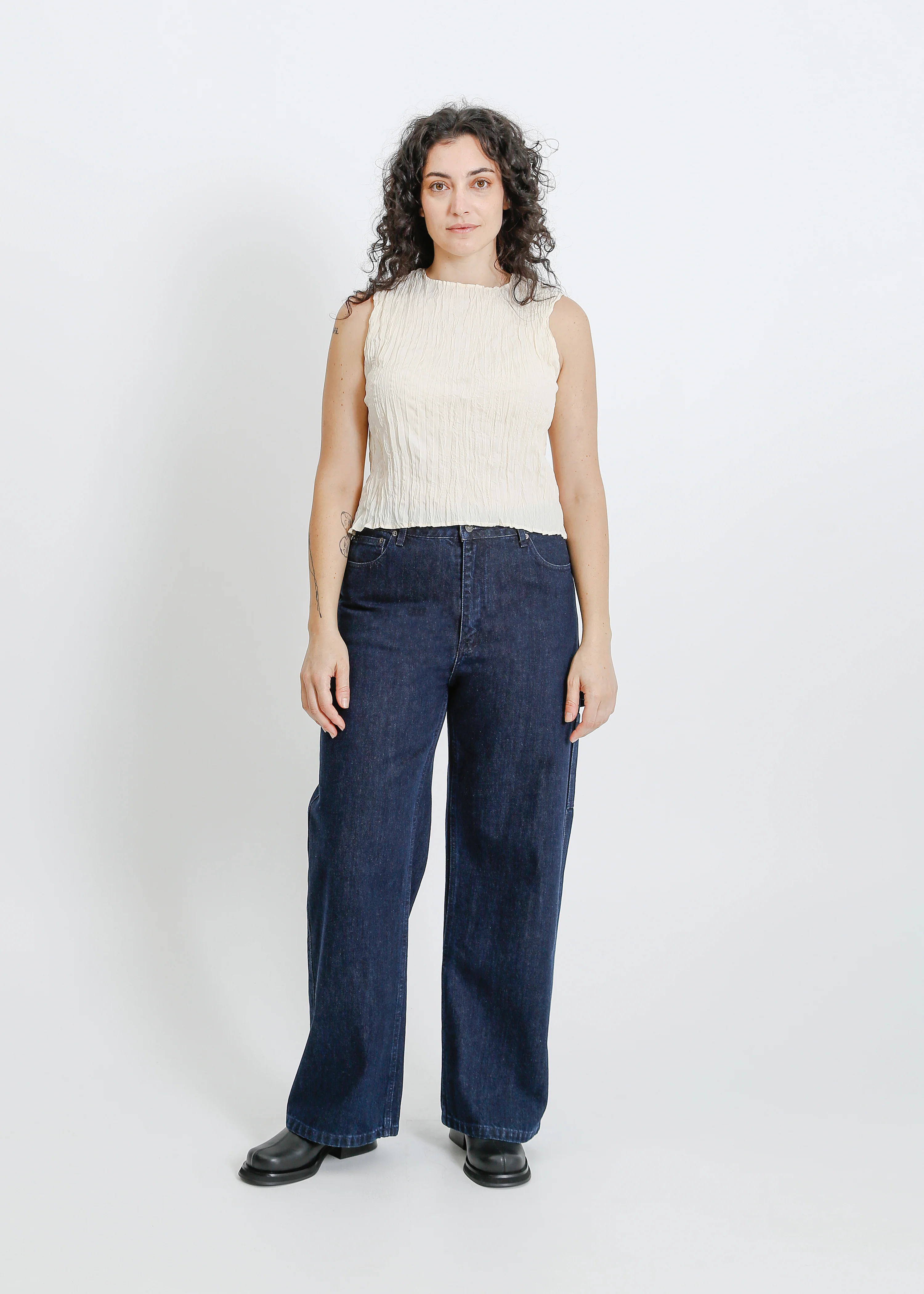 Wesley Pleat Tank / Cream - Image 6